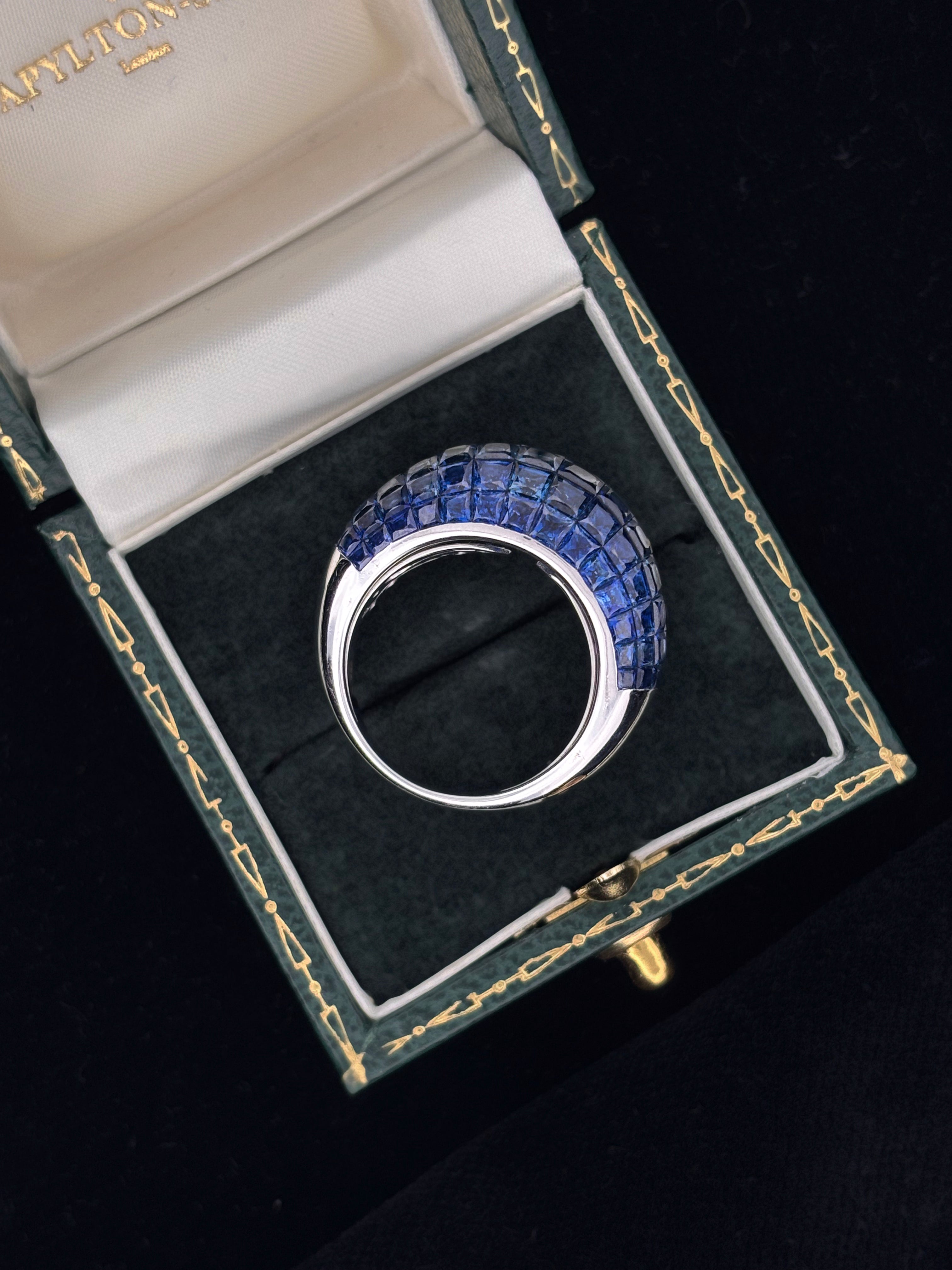 8.5ct of Sapphires Invisible Set White gold ring