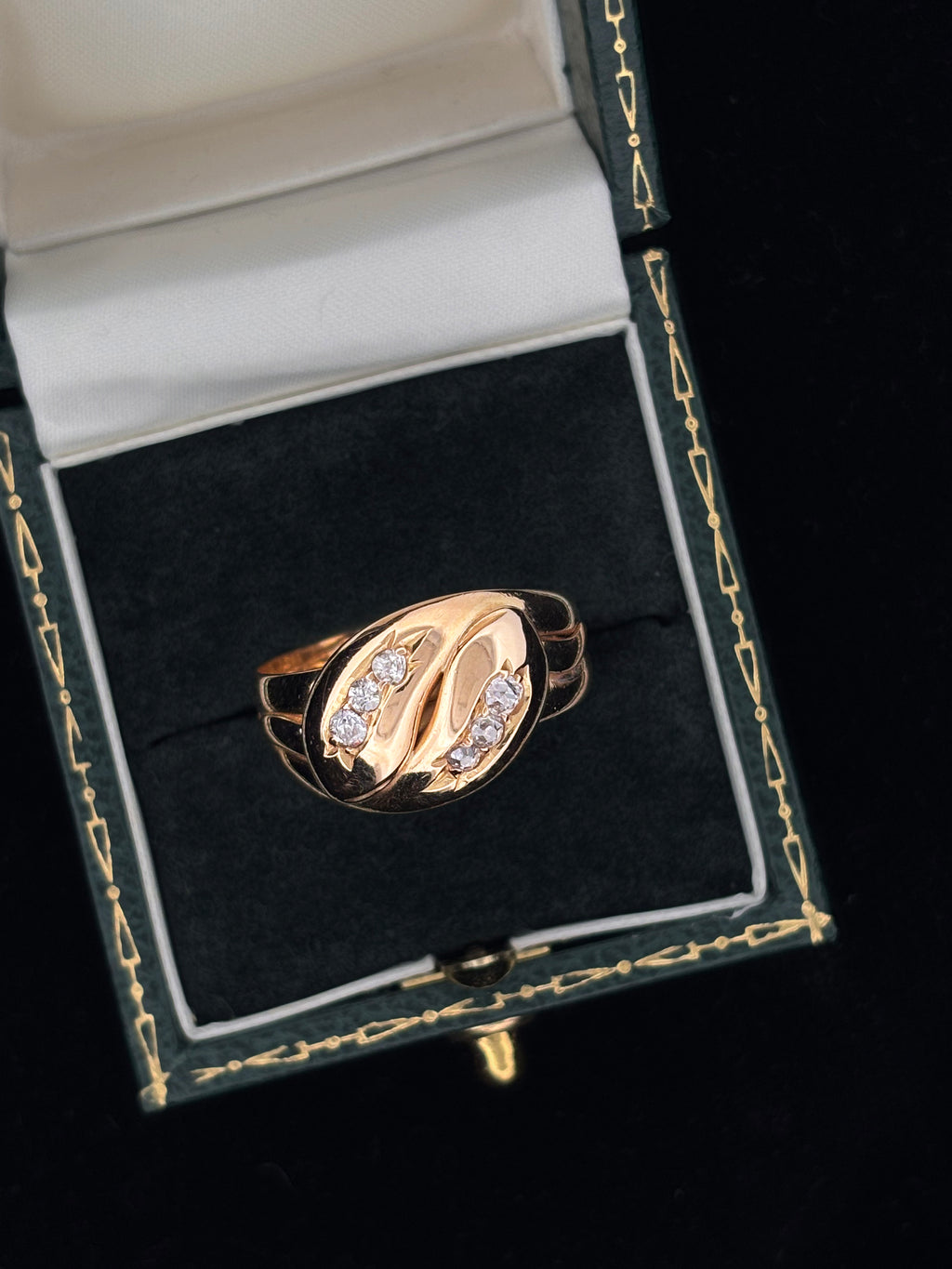 Double Snake Diamond Ring Edwardian 18ct gold