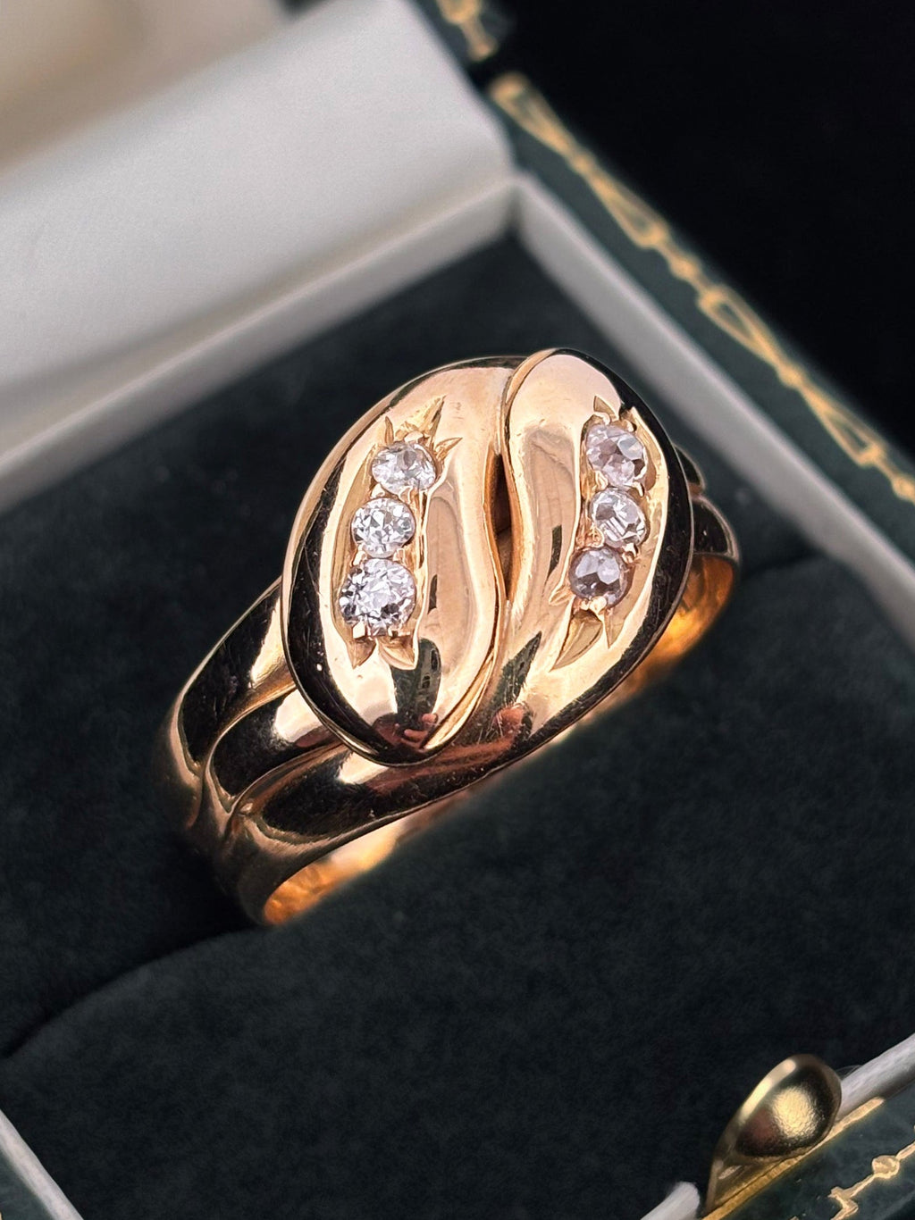 Double Snake Diamond Ring Edwardian 18ct gold