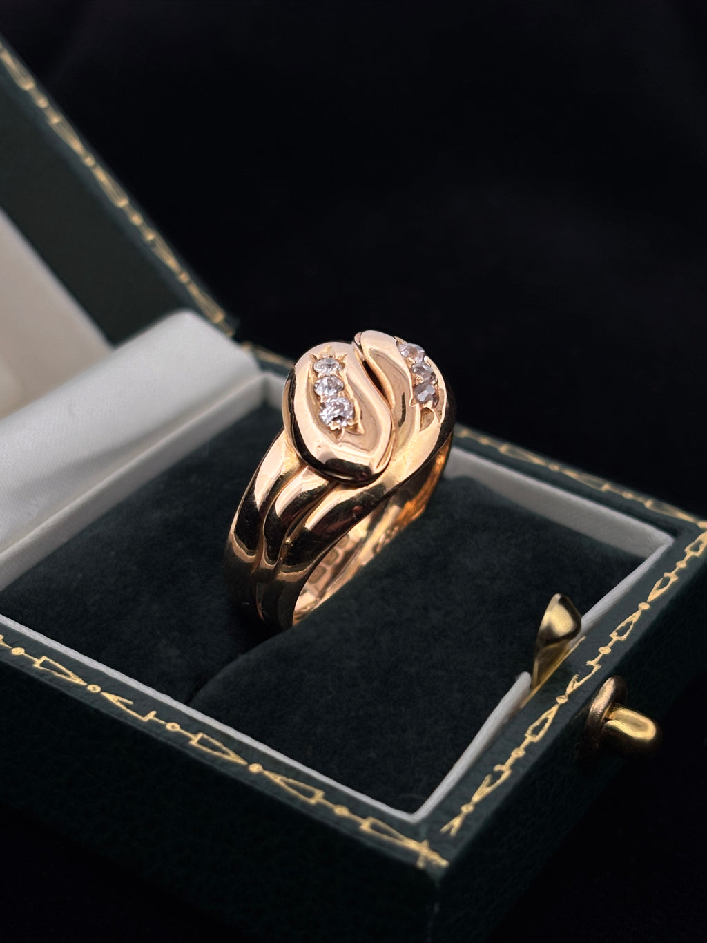 Double Snake Diamond Ring Edwardian 18ct gold