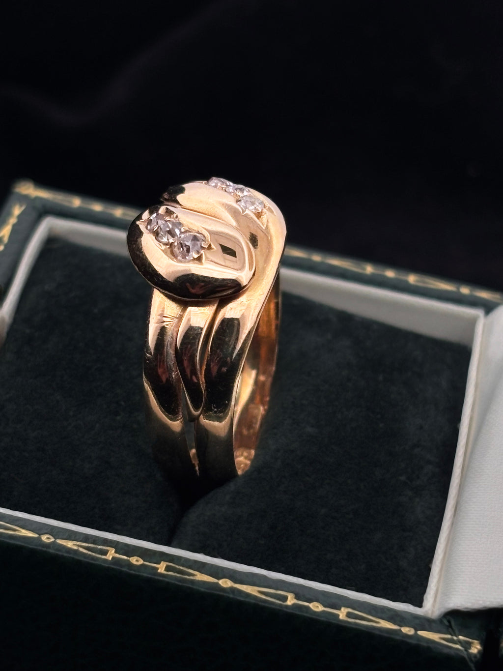 Double Snake Diamond Ring Edwardian 18ct gold
