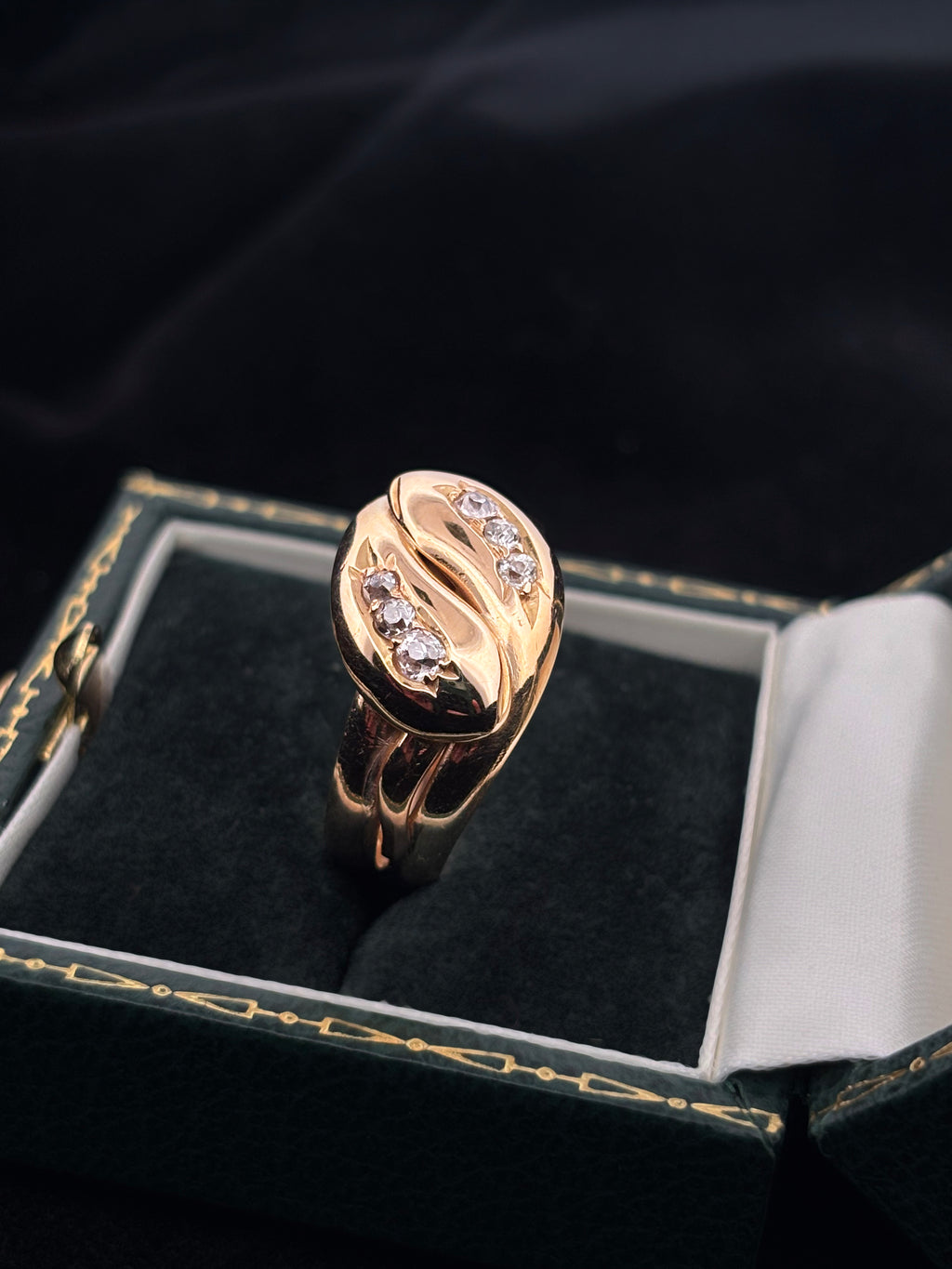 Double Snake Diamond Ring Edwardian 18ct gold