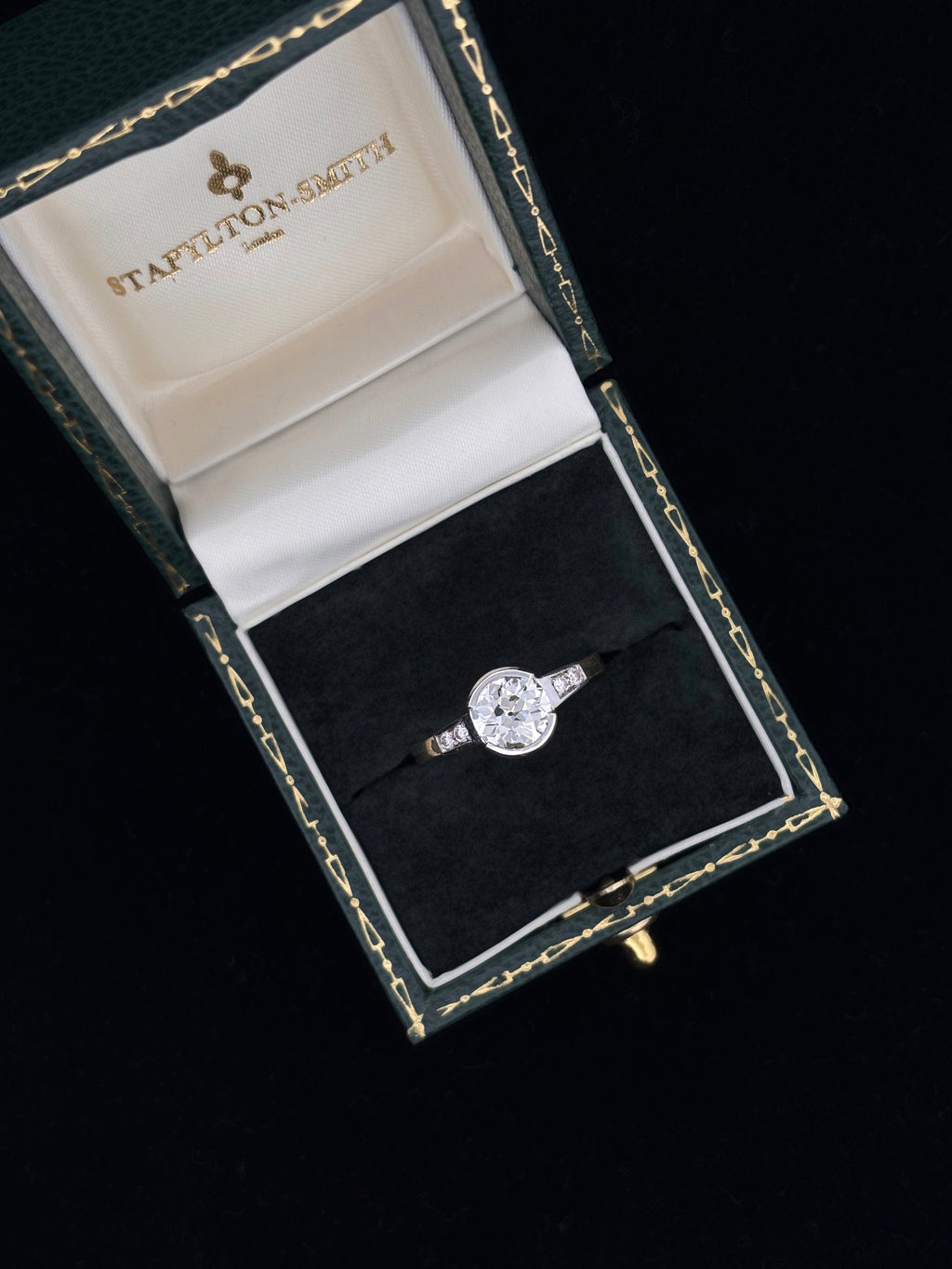 1.40ct Old European Diamond Half-Bezel Engagement Ring