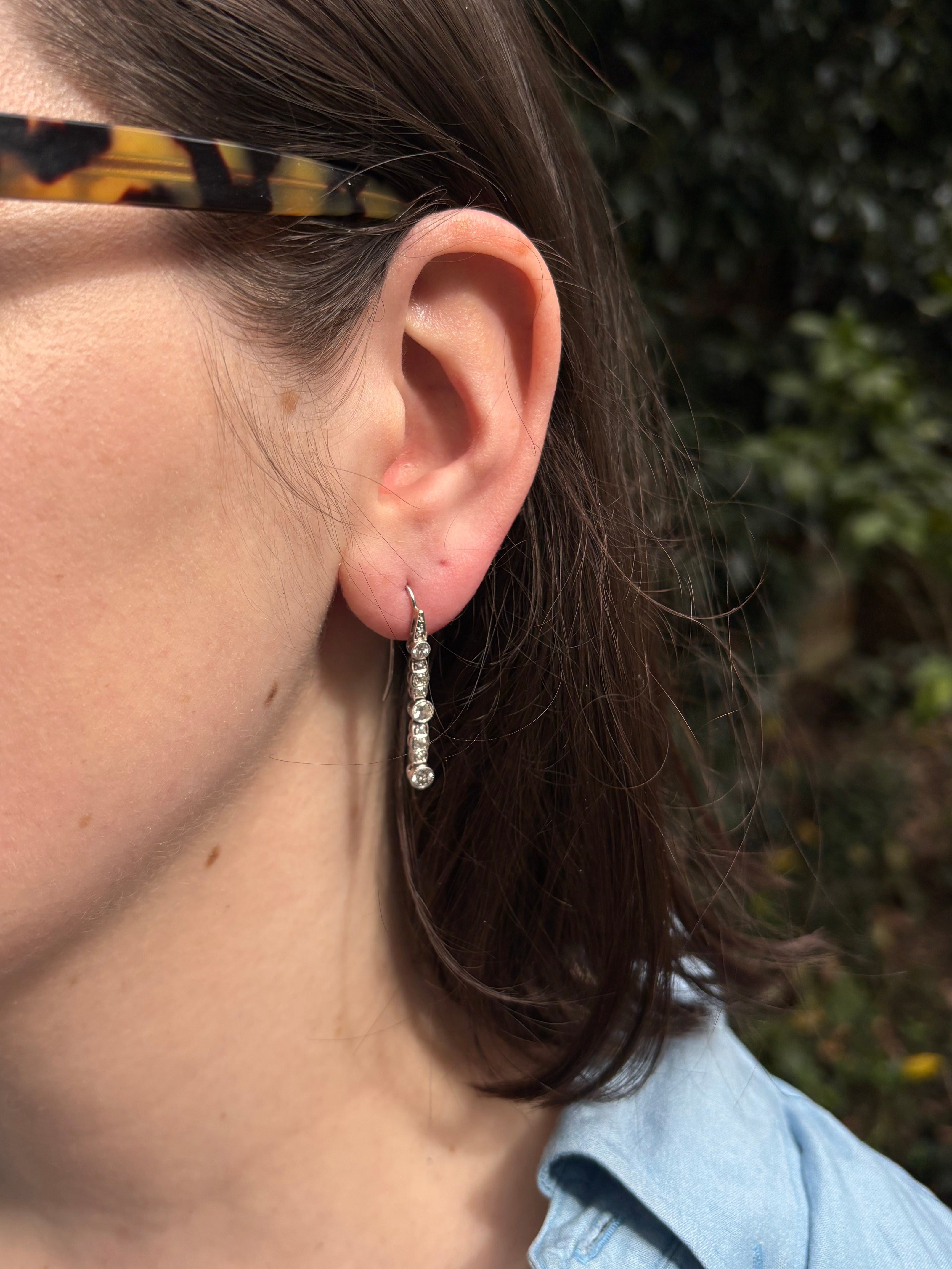 Antique Art Deco Platinum and Diamond Drop Earrings