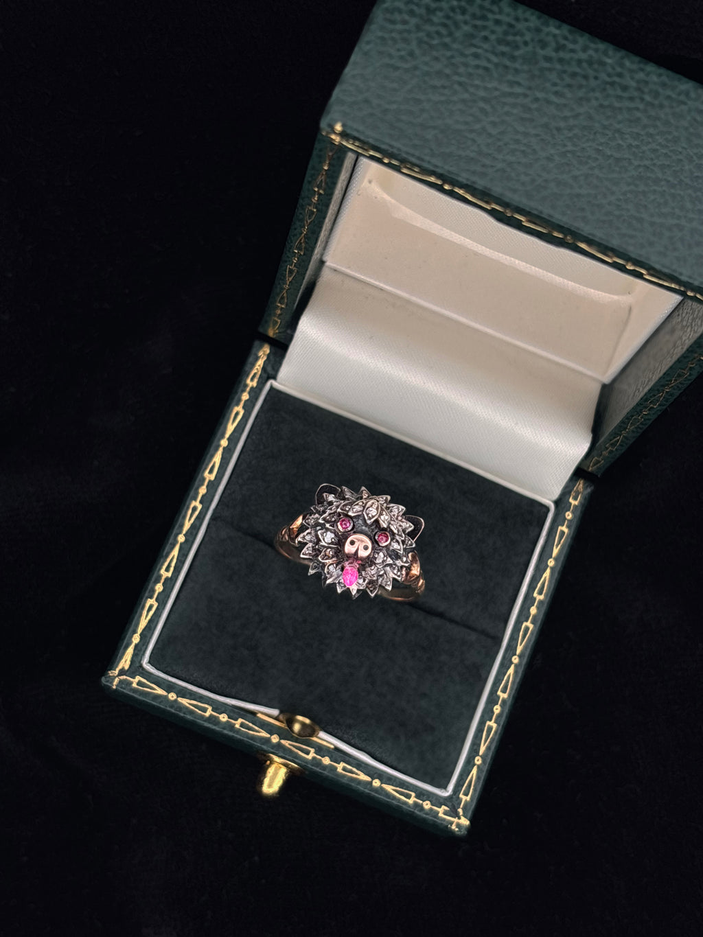 Victorian Conversion Diamond and Ruby Dog Ring
