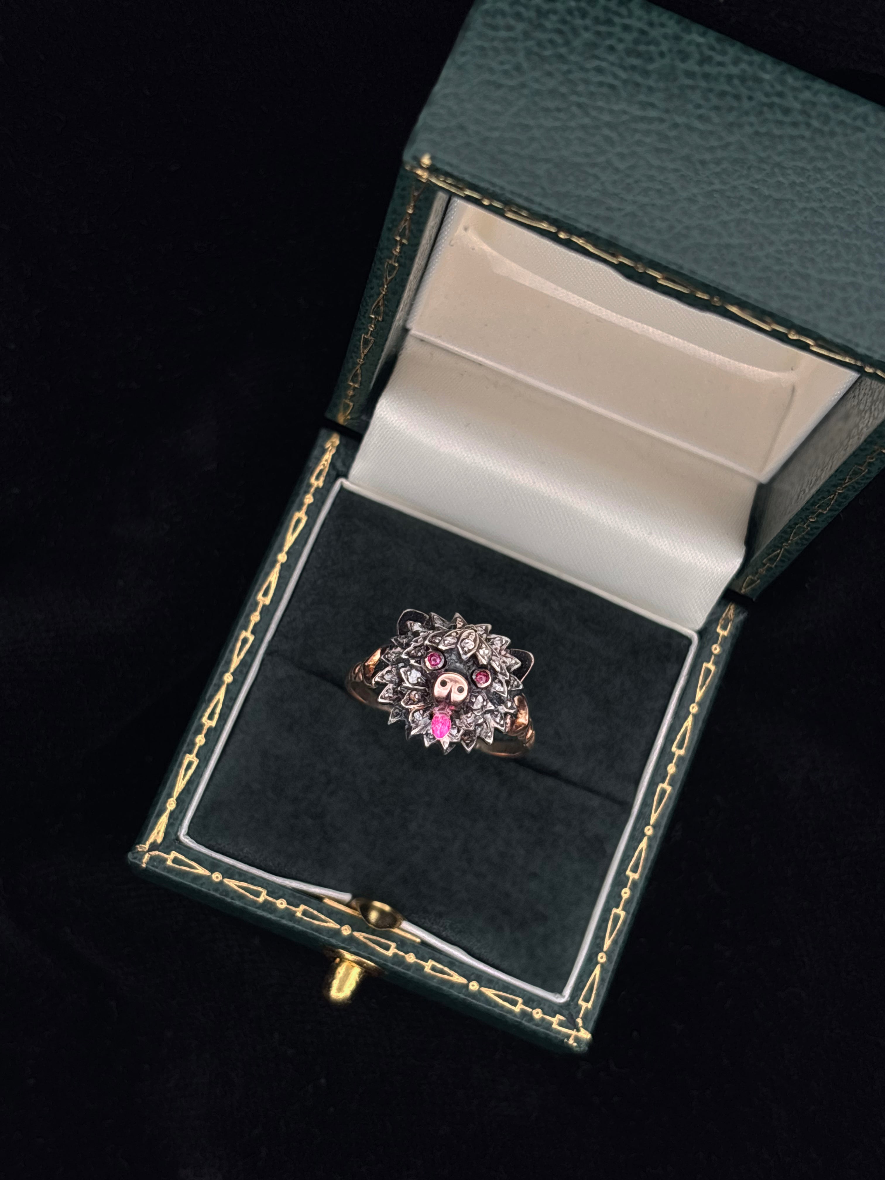 Victorian Conversion Diamond and Ruby Dog Ring