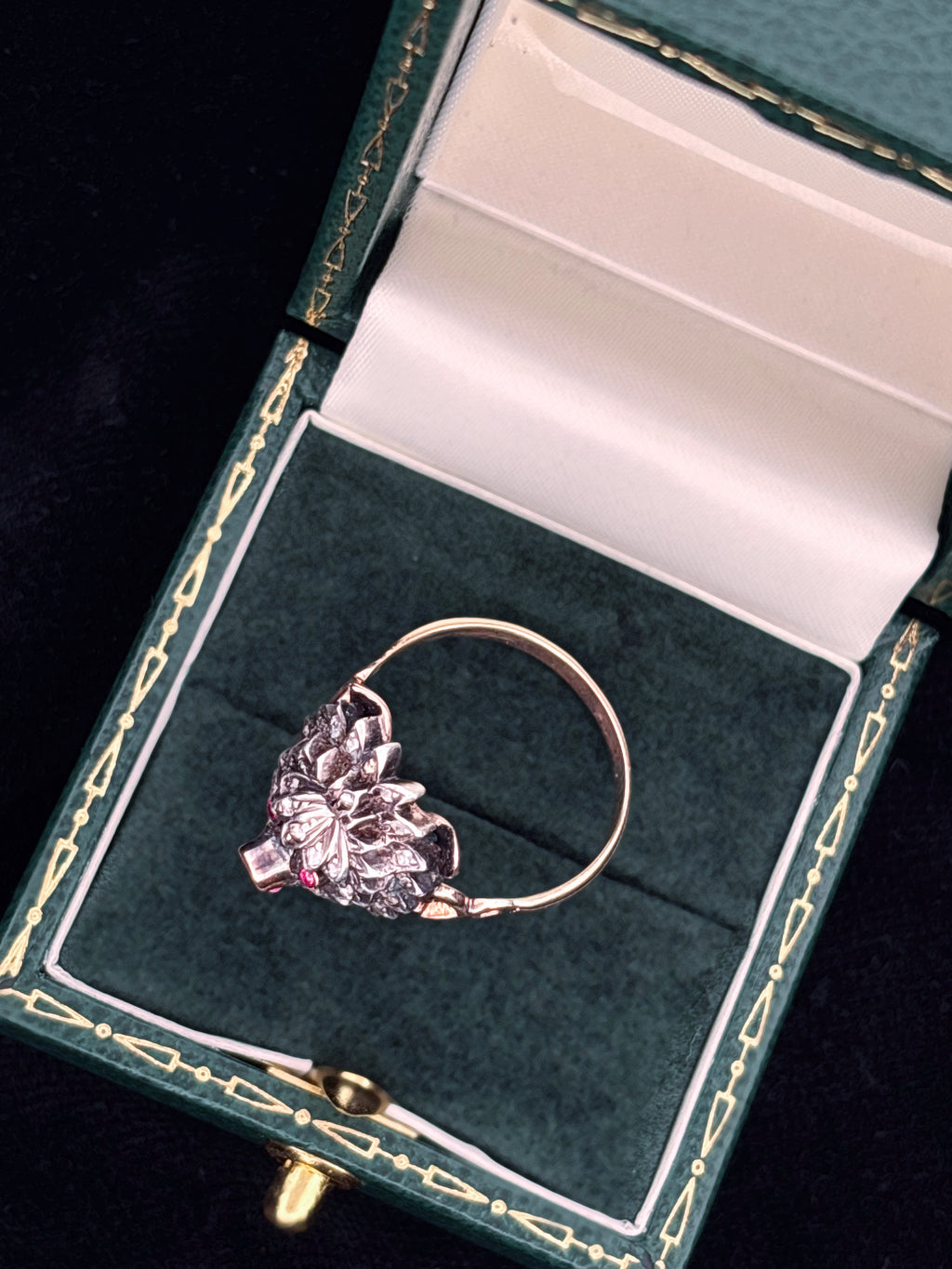 Victorian Conversion Diamond and Ruby Dog Ring