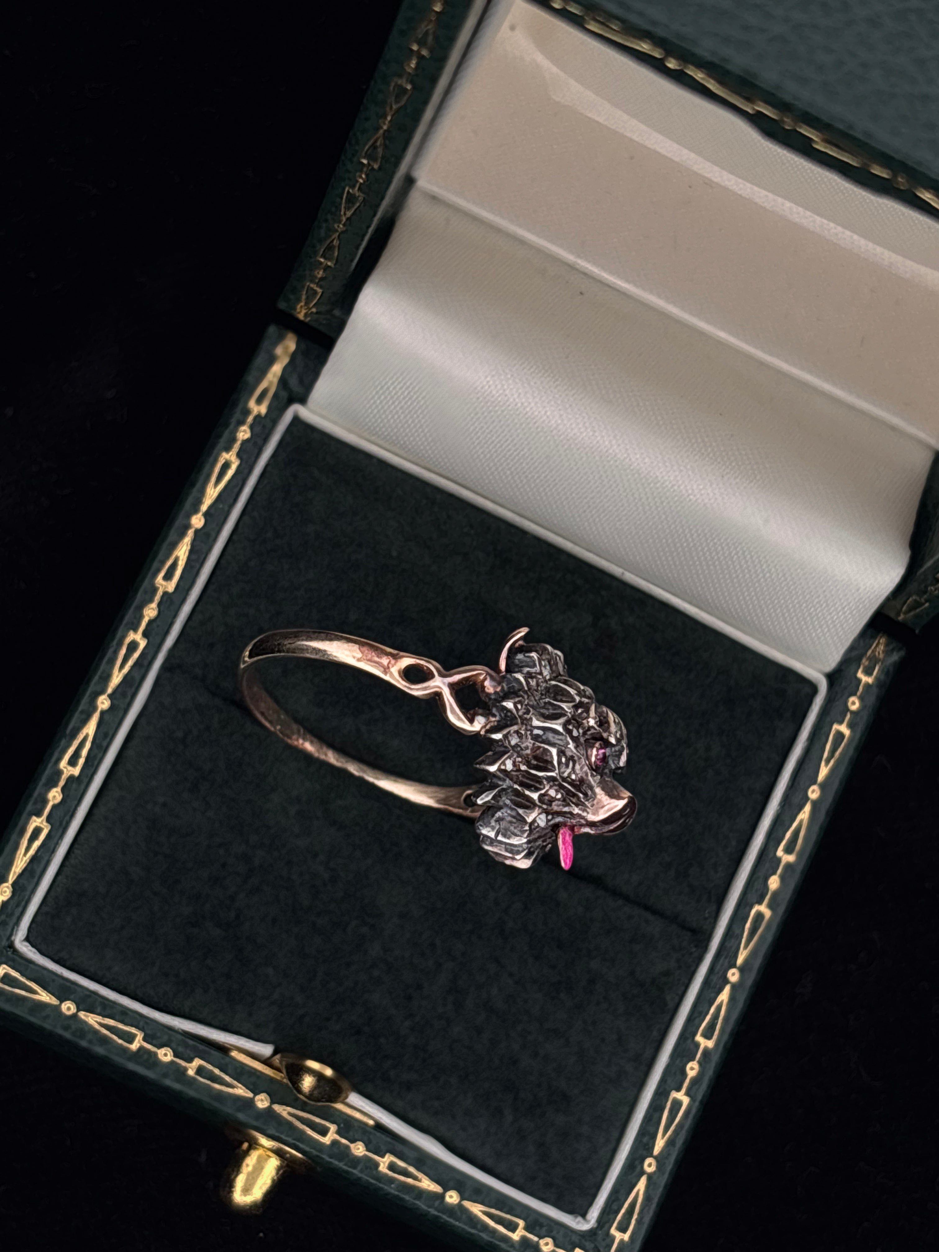 Victorian Conversion Diamond and Ruby Dog Ring