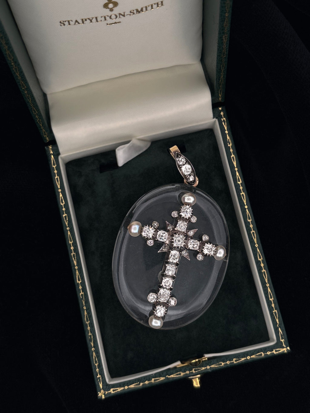 Victorian Antique Rock Crystal & Diamond Cross