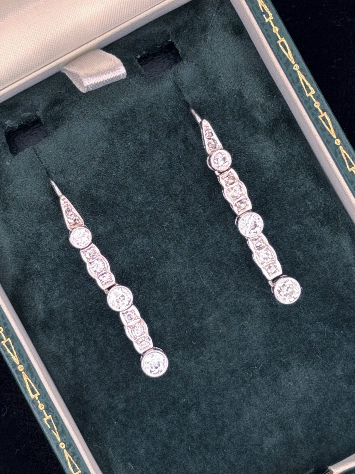 Antique Art Deco Platinum and Diamond Drop Earrings