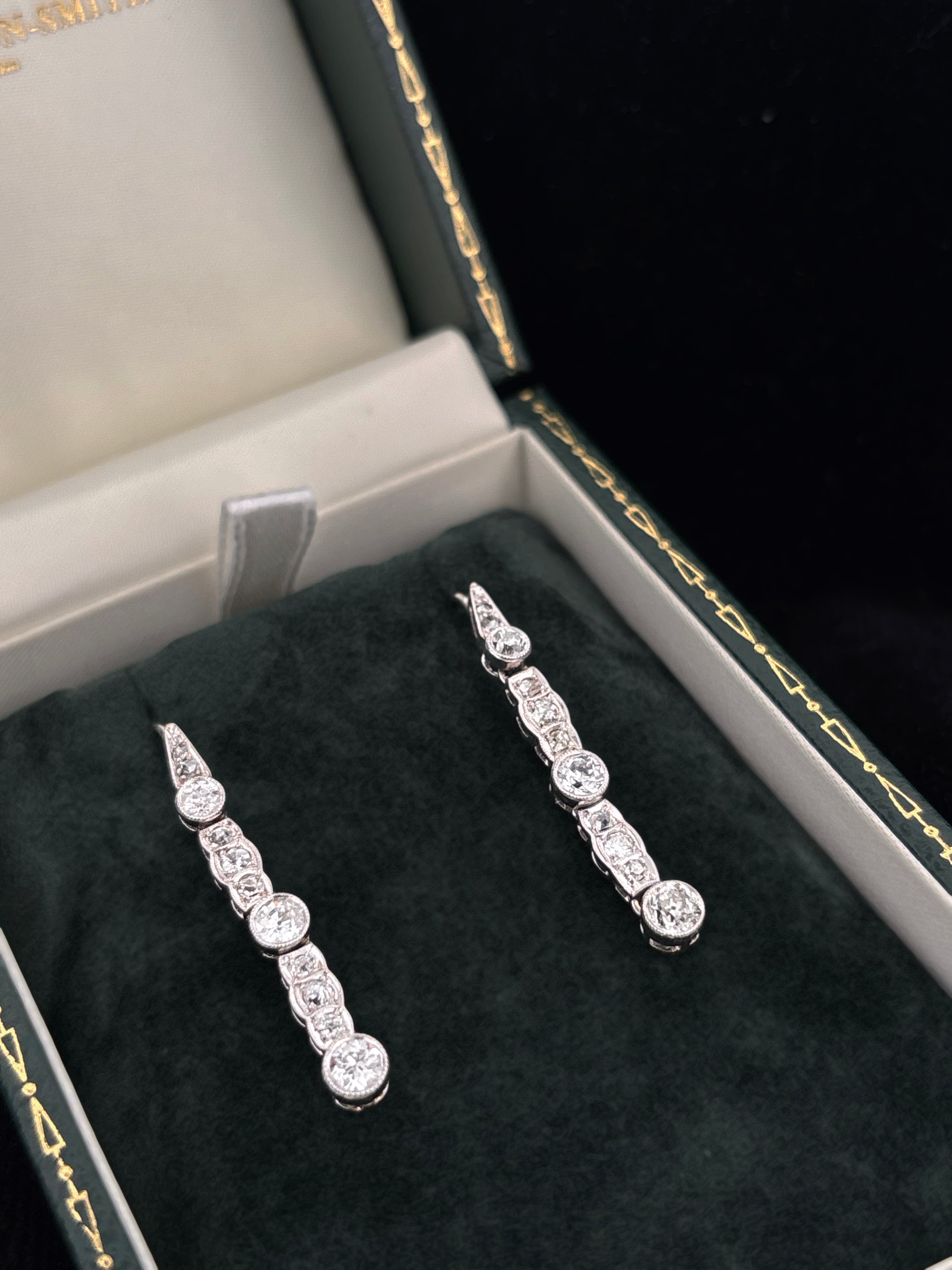 Antique Art Deco Platinum and Diamond Drop Earrings