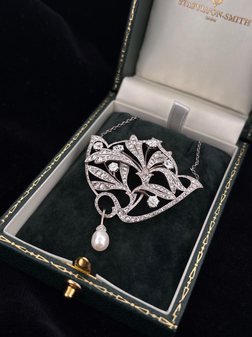 Belle Époque Pearl and Diamond Necklace
