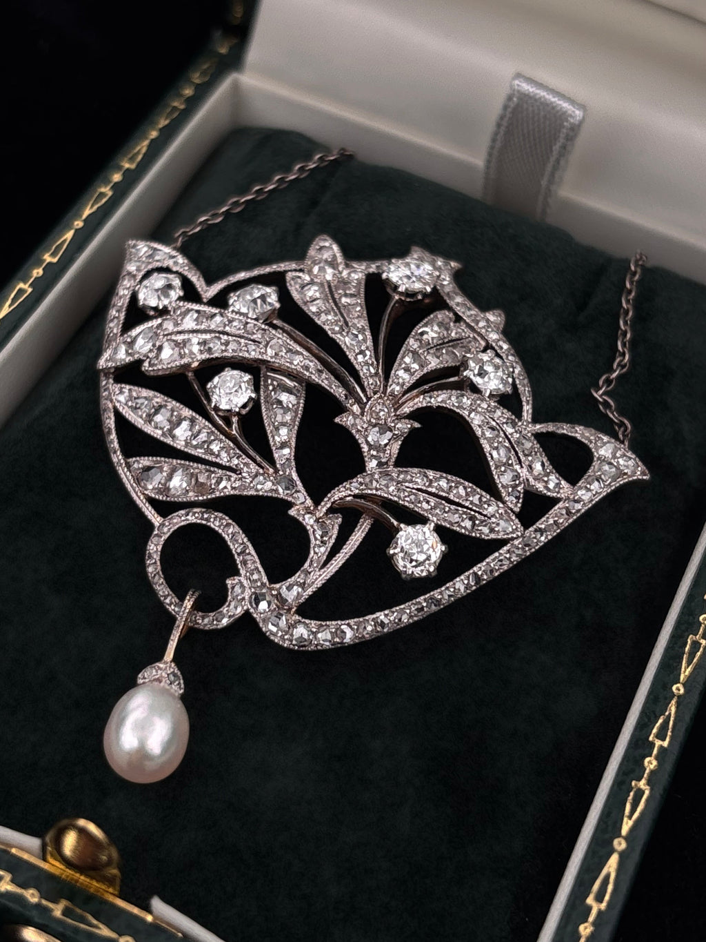 Belle Époque Pearl and Diamond Necklace