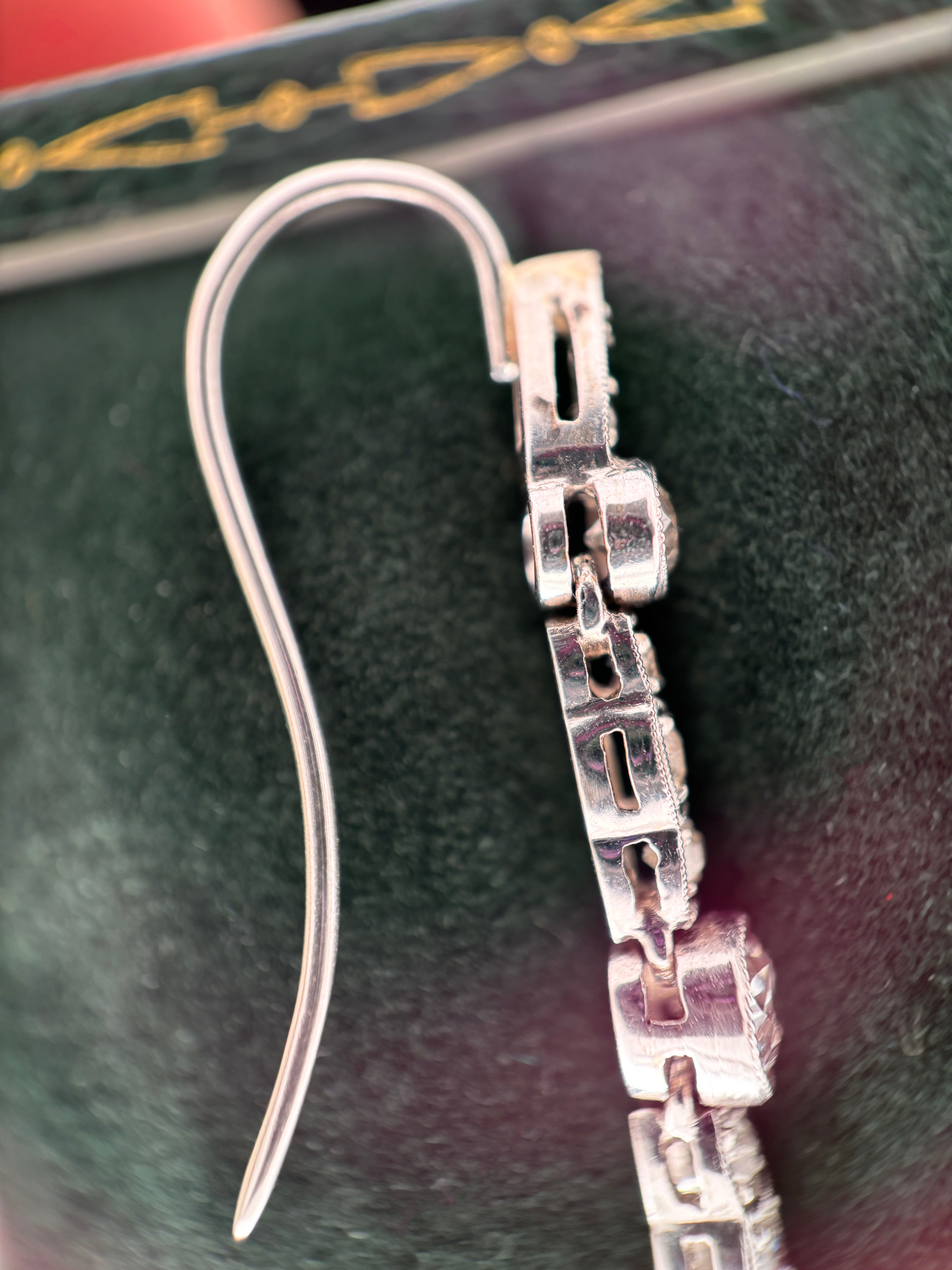 Antique Art Deco Platinum and Diamond Drop Earrings