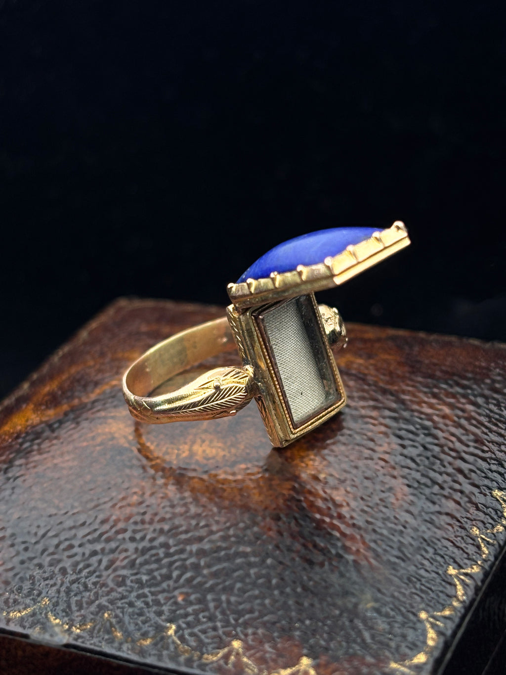 Georgian Lapis Lazuli and Snake 'Poison' Mourning Ring