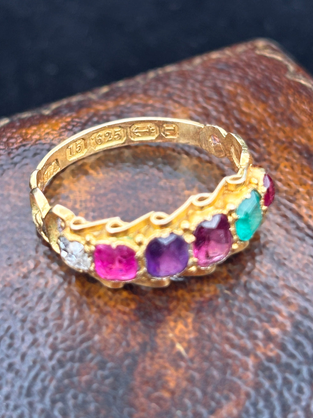 RARE Antique Victorian 'REGARD' Acrostic Ring