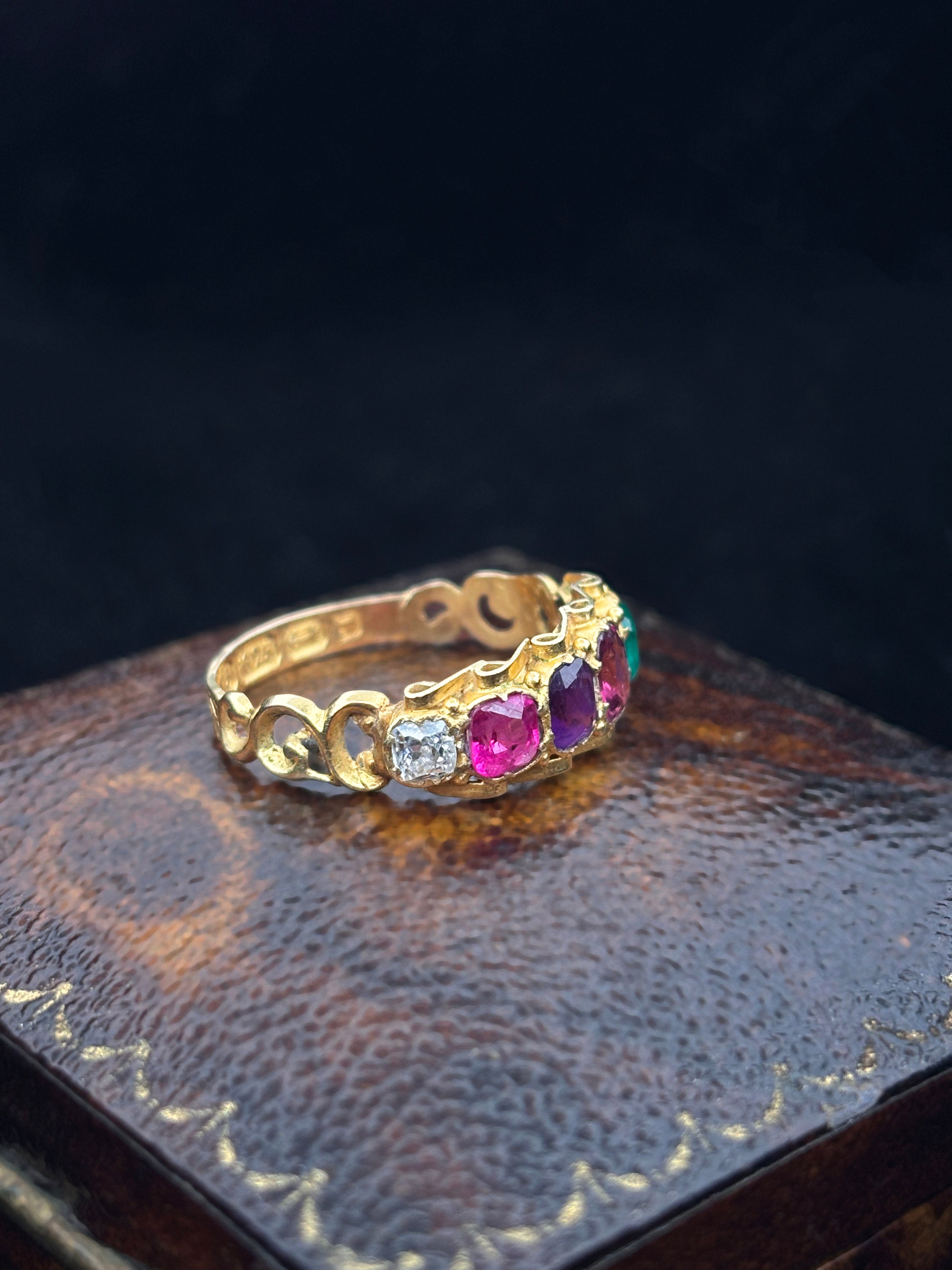 RARE Antique Victorian 'REGARD' Acrostic Ring