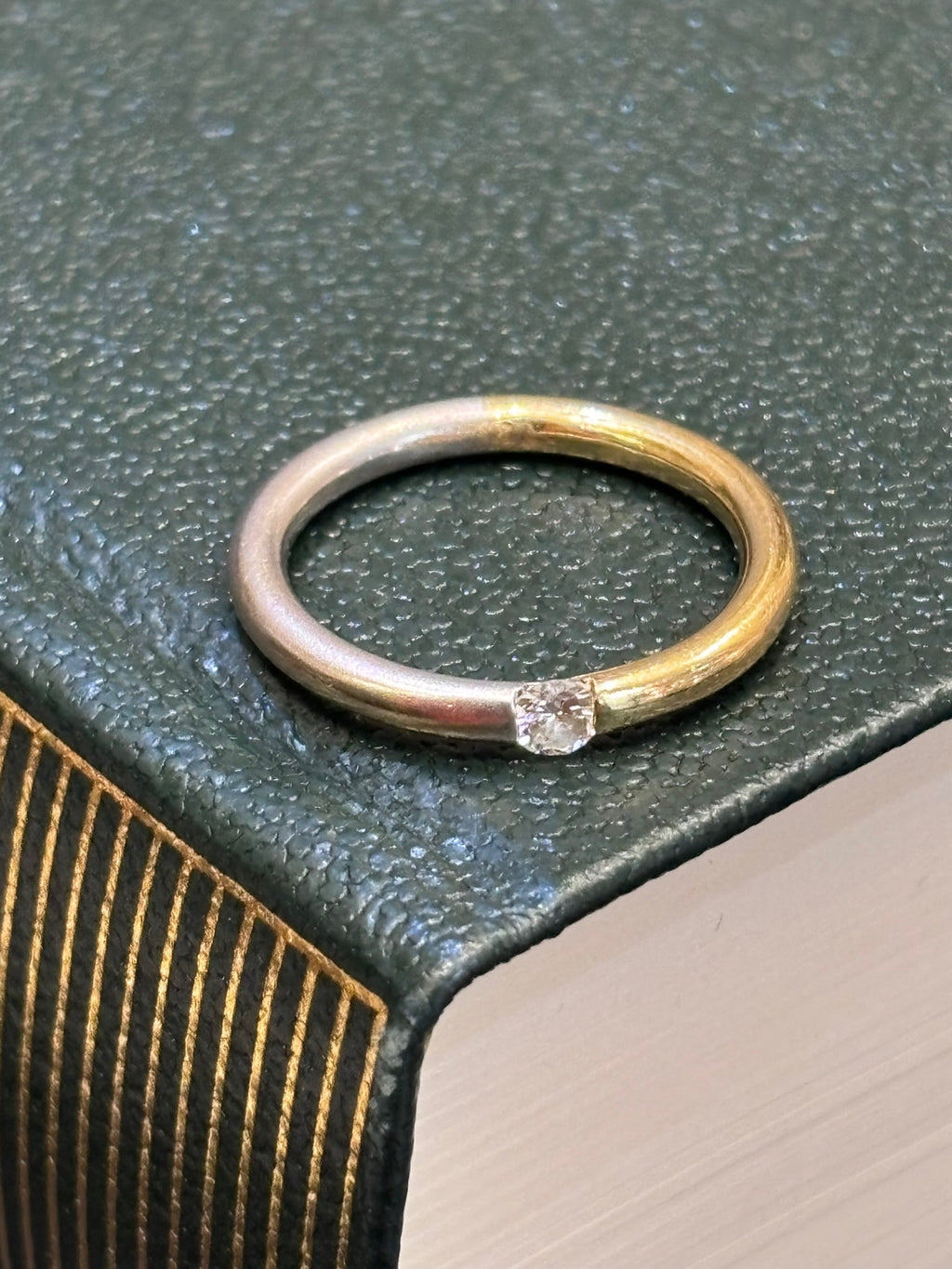 Round Wire 18ct Dual Tone Gold Diamond Solitaire Ring