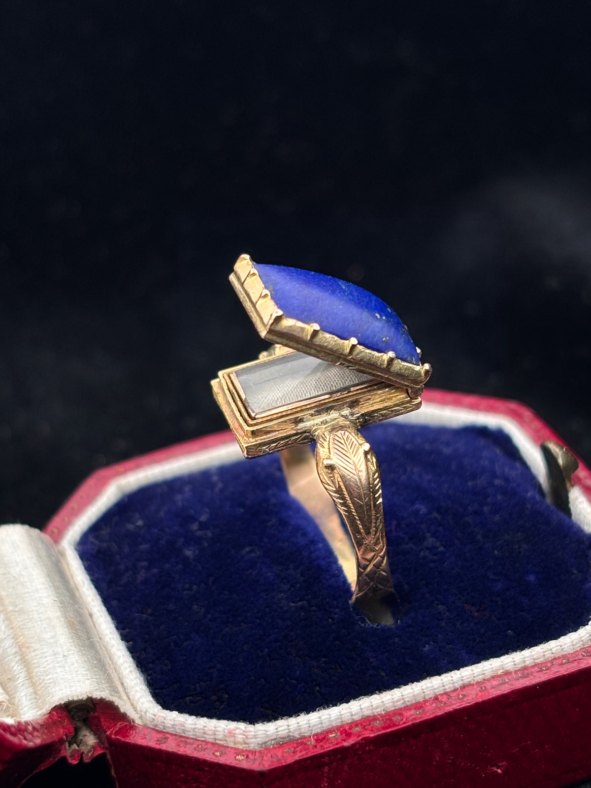 Georgian Lapis Lazuli and Snake 'Poison' Mourning Ring – view 4