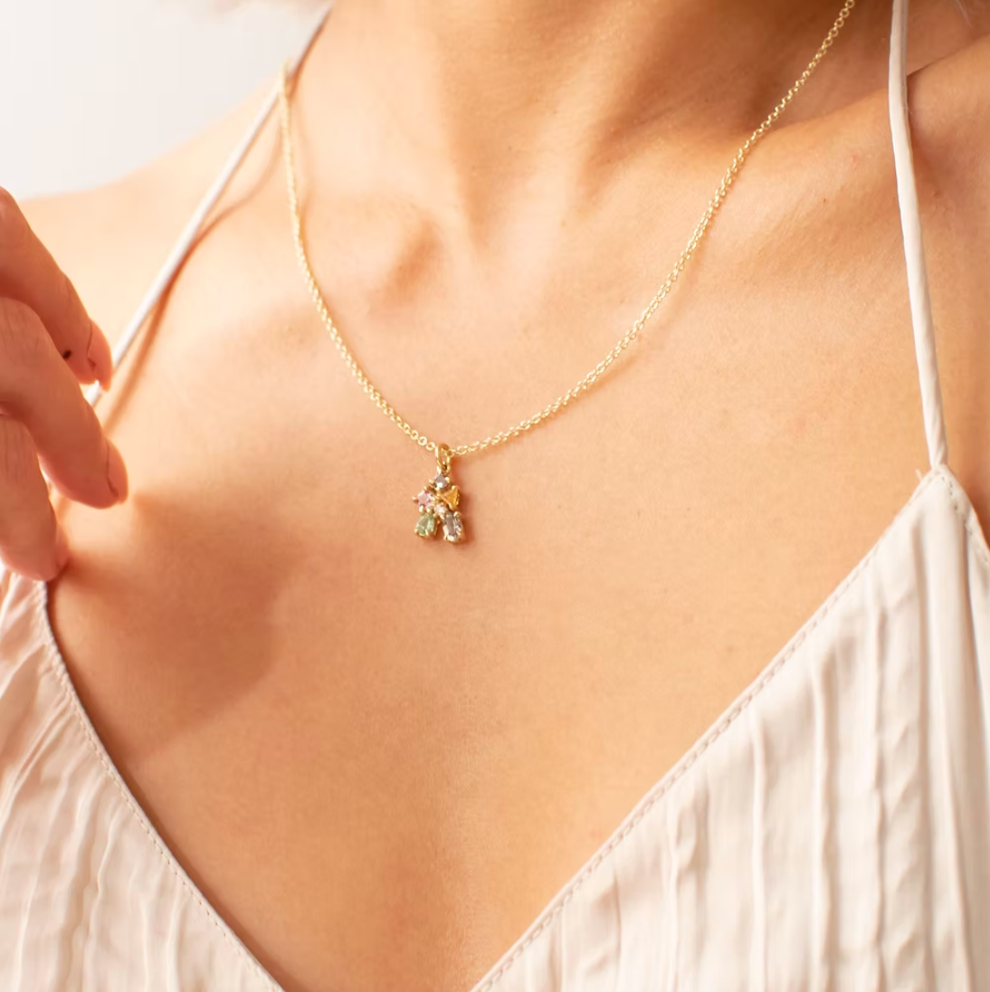 Confetti Pendant with mixed gemstones