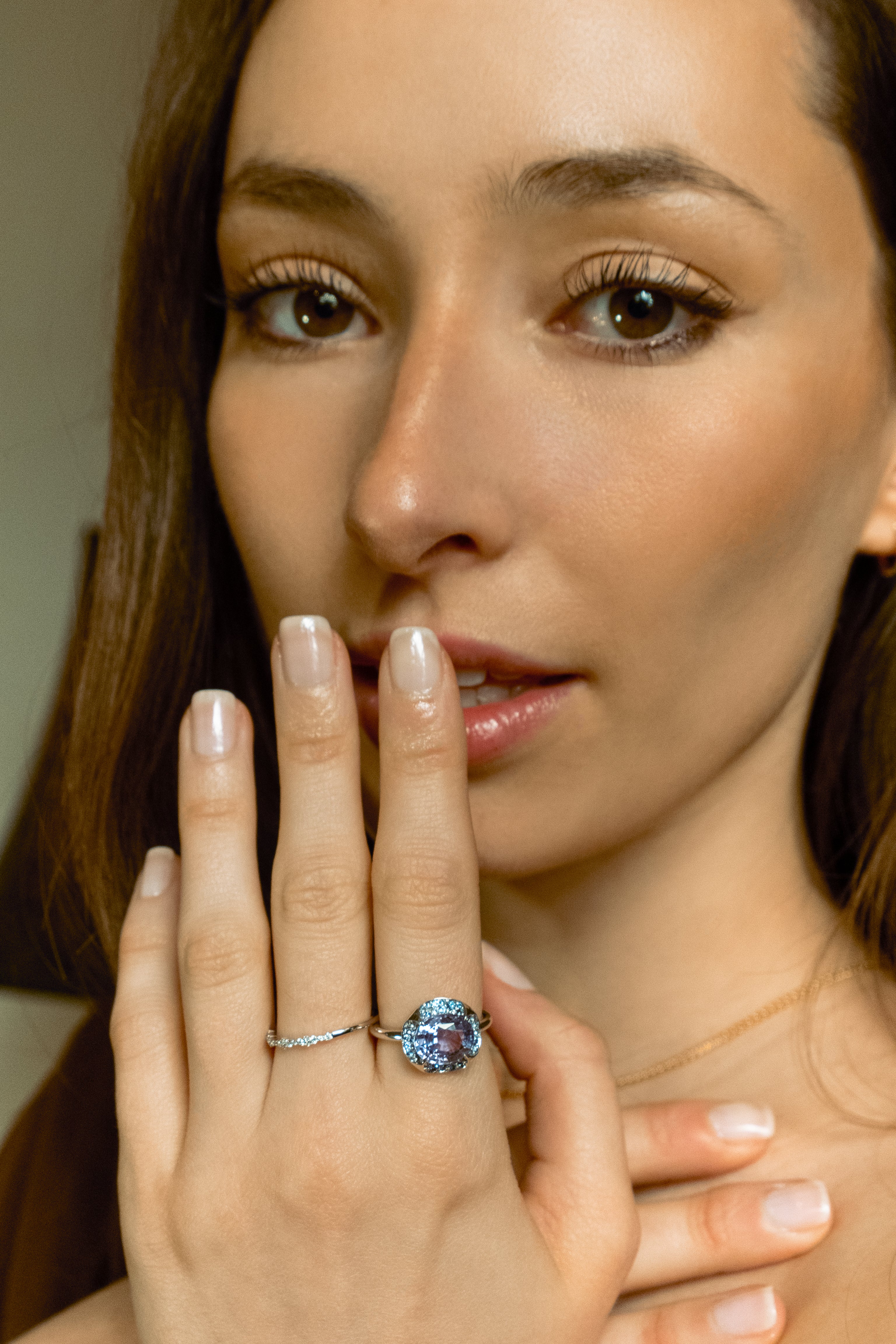 Personalised Lilac Sapphire Engagement Ring in White Gold | Fleur De Lys image 2