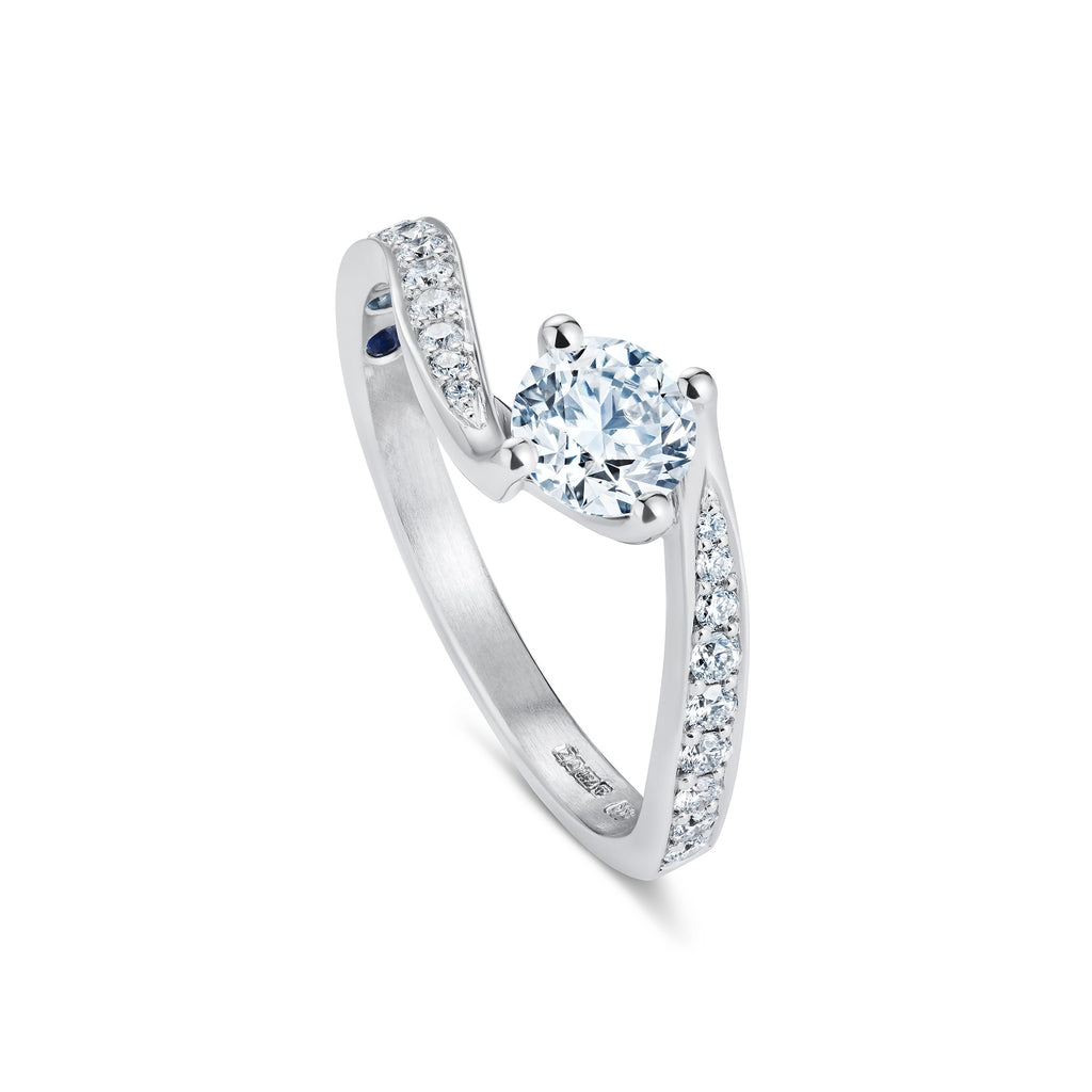 Bespoke Diamond Twist Engagement Ring in White Gold image 0