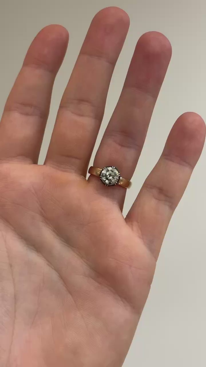 Antique 1.61ct Diamond Georgian Cut-Down Solitaire Ring