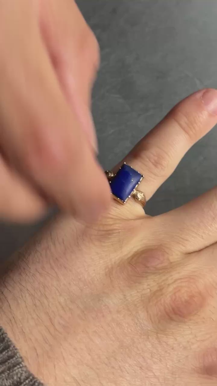 Georgian Lapis Lazuli and Snake 'Poison' Mourning Ring
