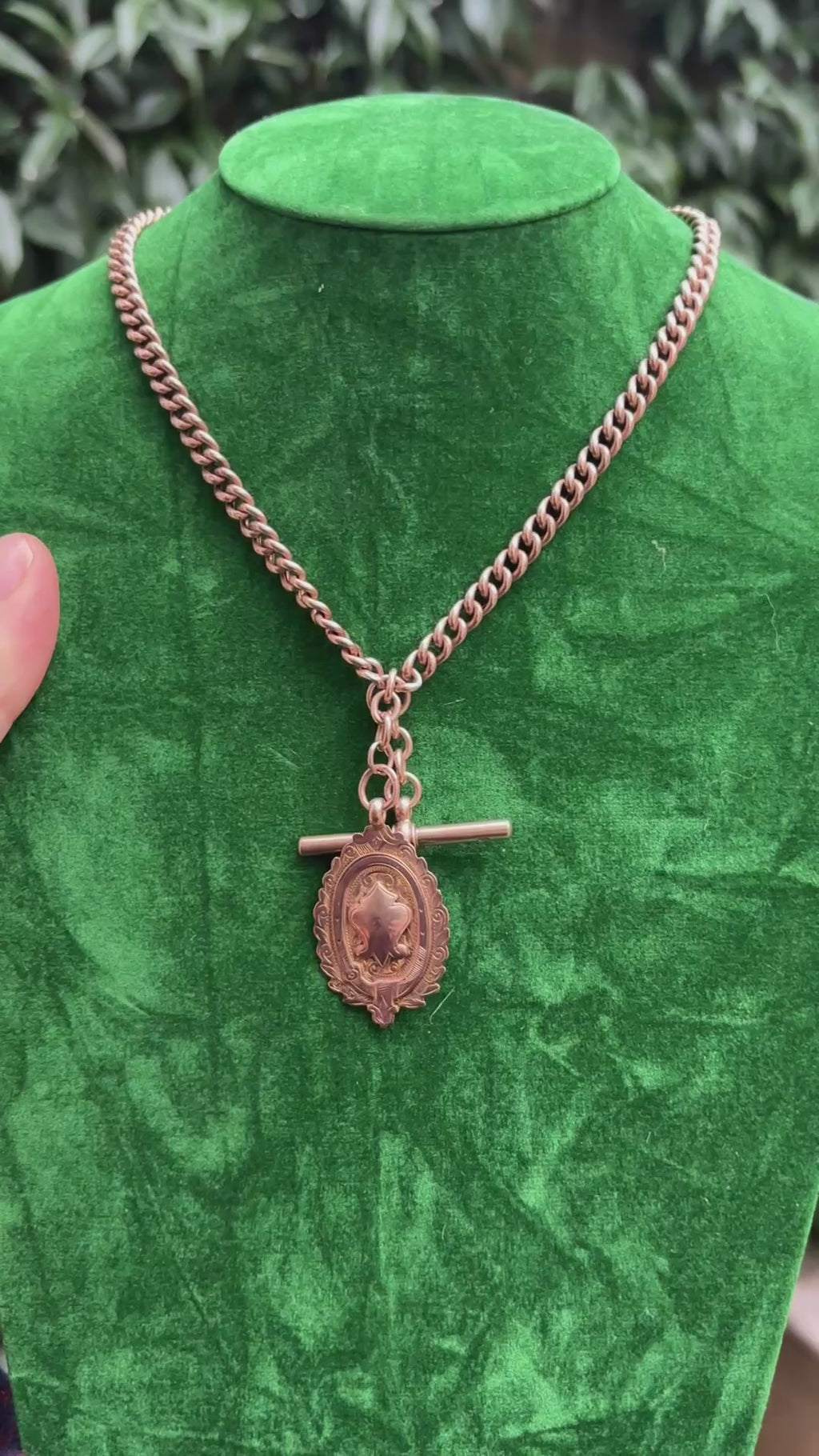 Antique Albert Chain with Shield Fob & T-Bar in 9ct gold