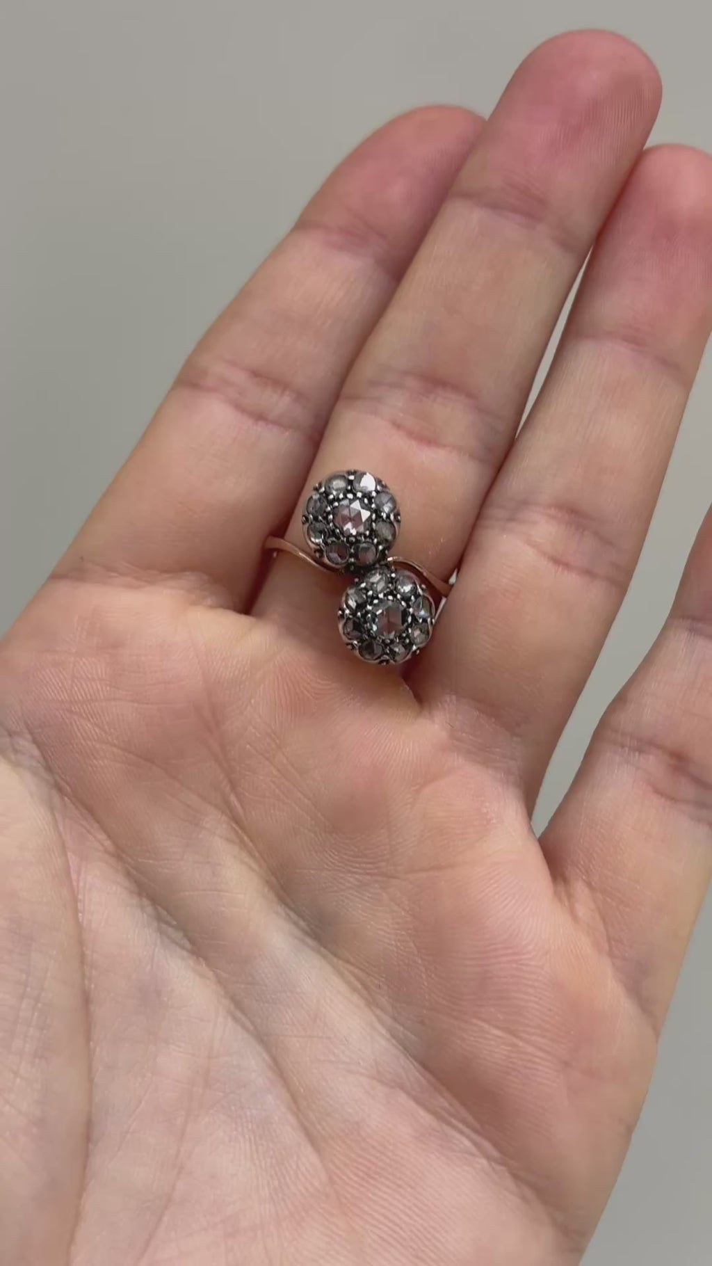 Antique Rose-Cut Diamond Toi et Moi Crossover Ring