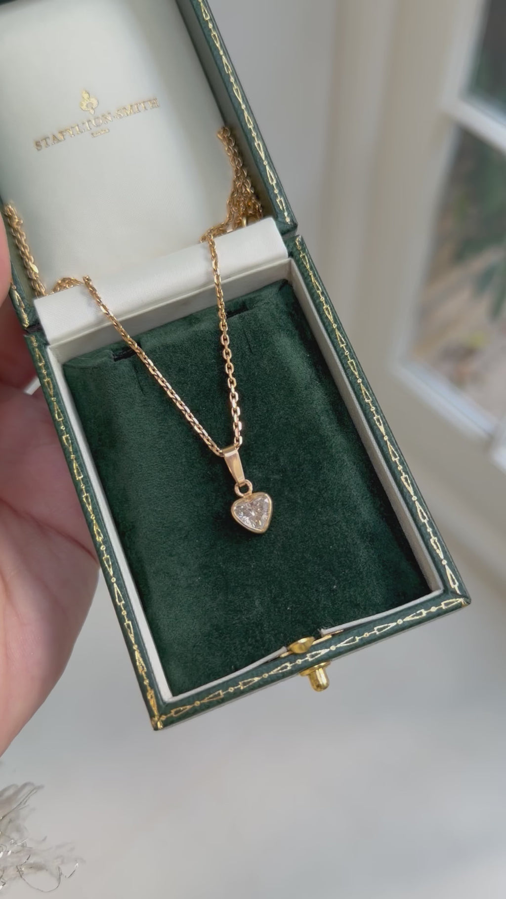 18ct Gold Old Cut Heart Diamond Pendant
