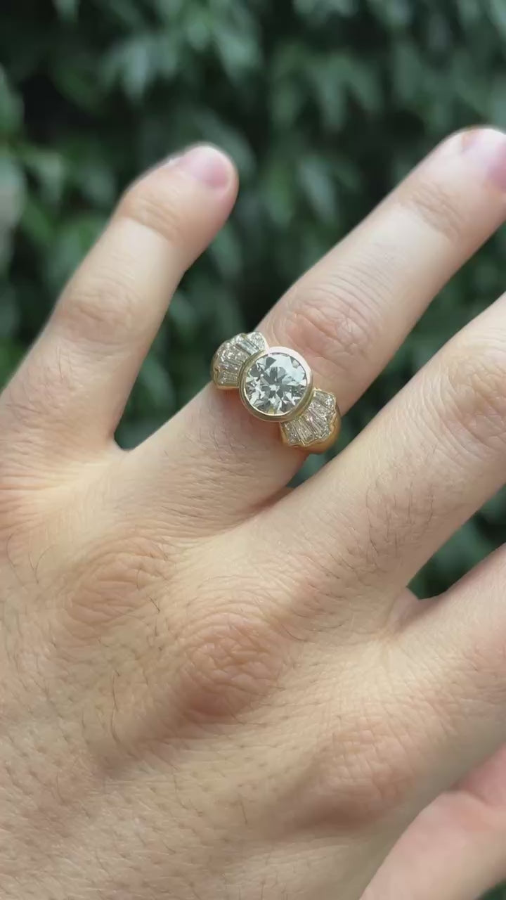 2.14ct Old European Diamond "Bow-Tie" Engagement Ring