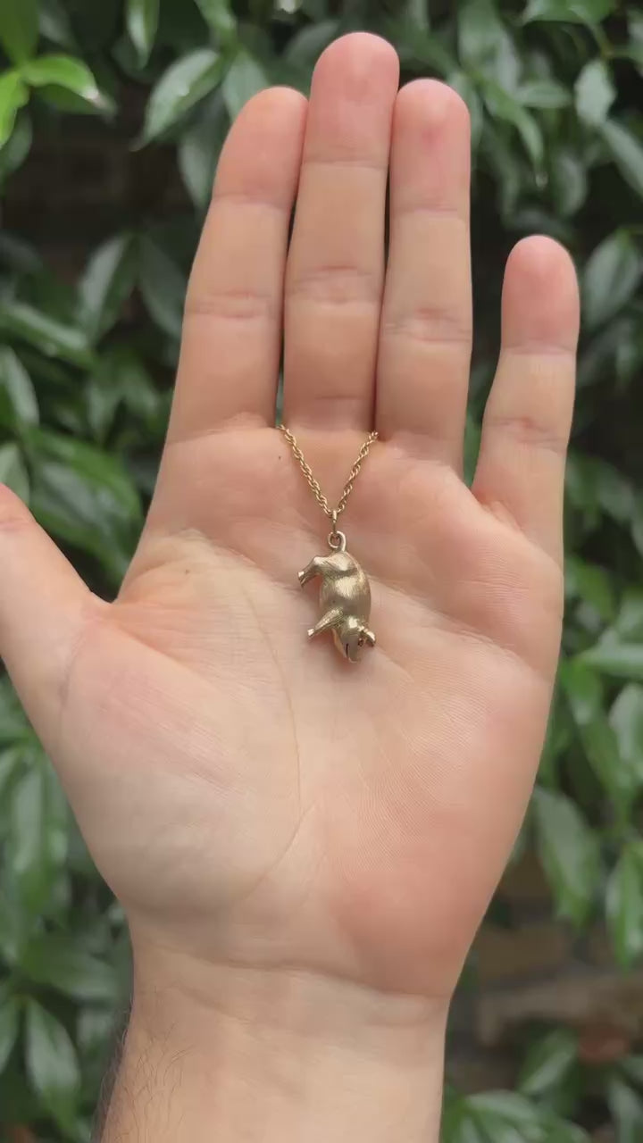 Gold Pig Charm 9ct with Ruby Eyes