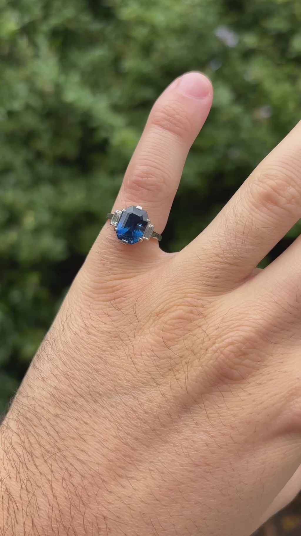 Vintage Trilogy 5ct Burmese Sapphire and Diamond Ring