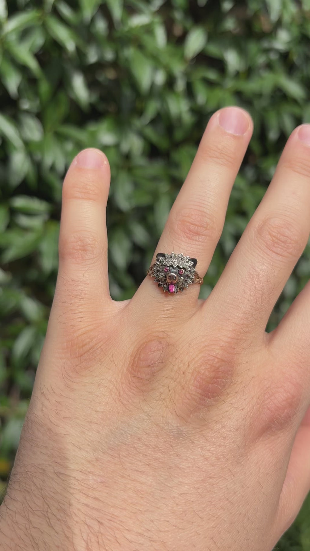 Victorian Conversion Diamond and Ruby Dog Ring