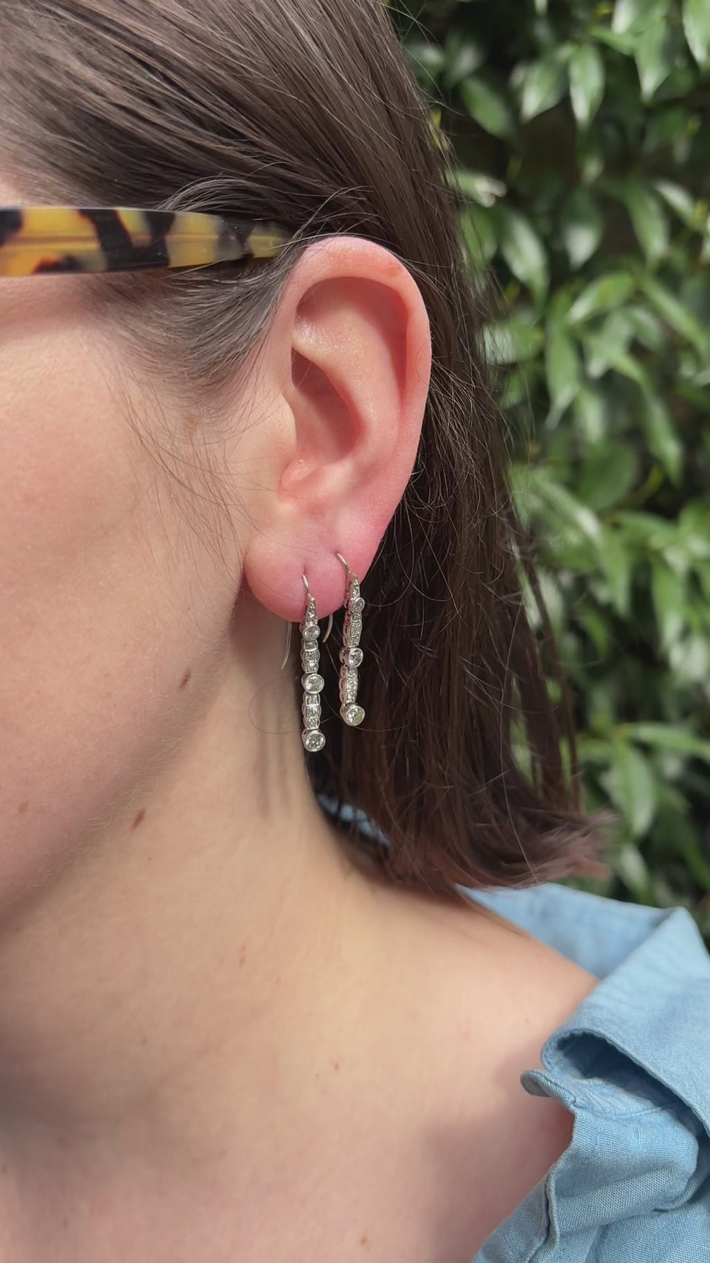 Antique Art Deco Platinum and Diamond Drop Earrings