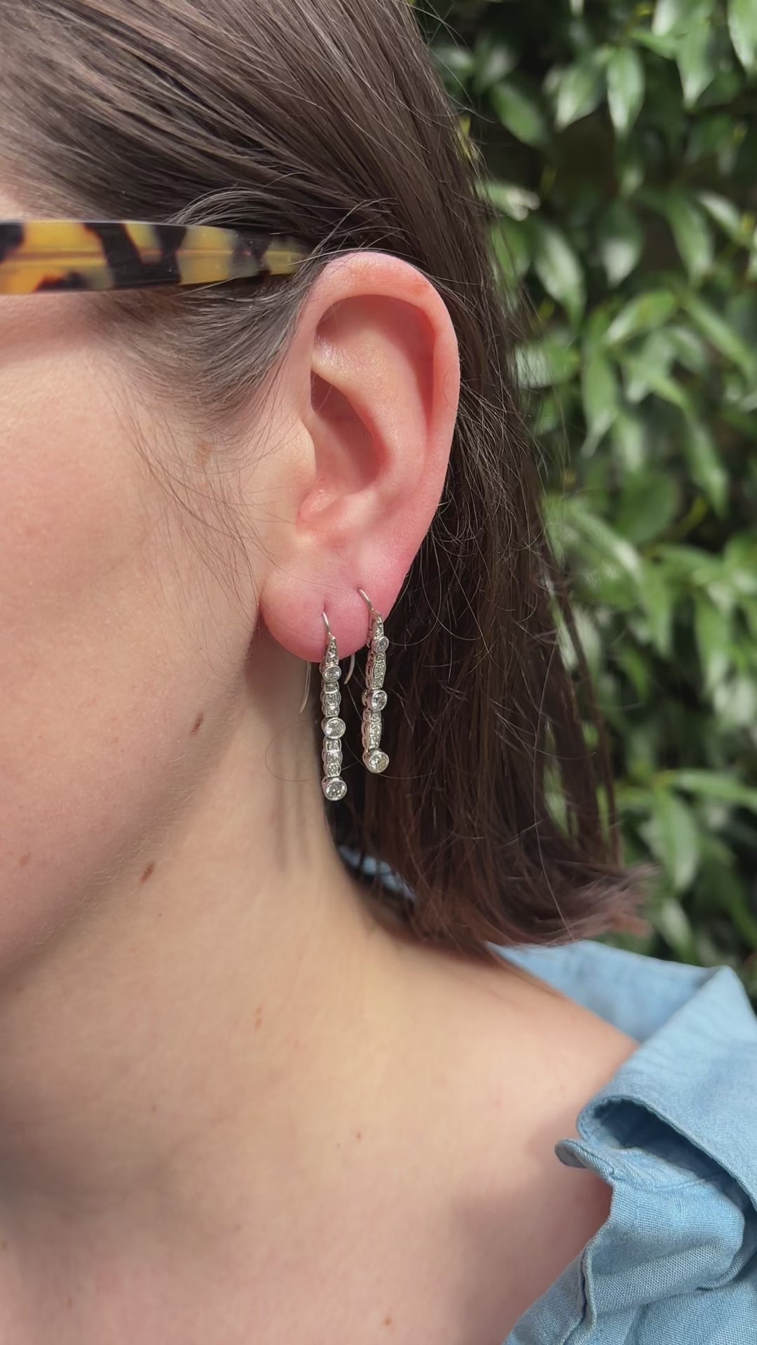 Antique Art Deco Platinum and Diamond Drop Earrings