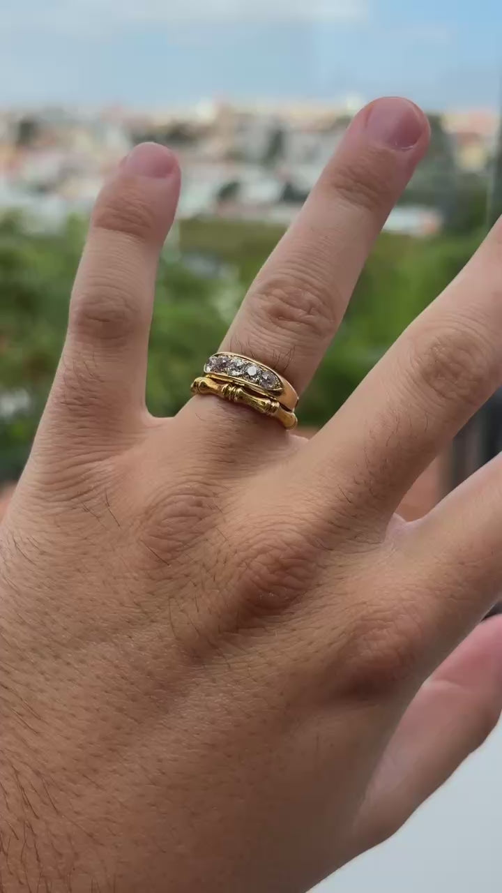 Bamboo Textured Ring 18ct Gold