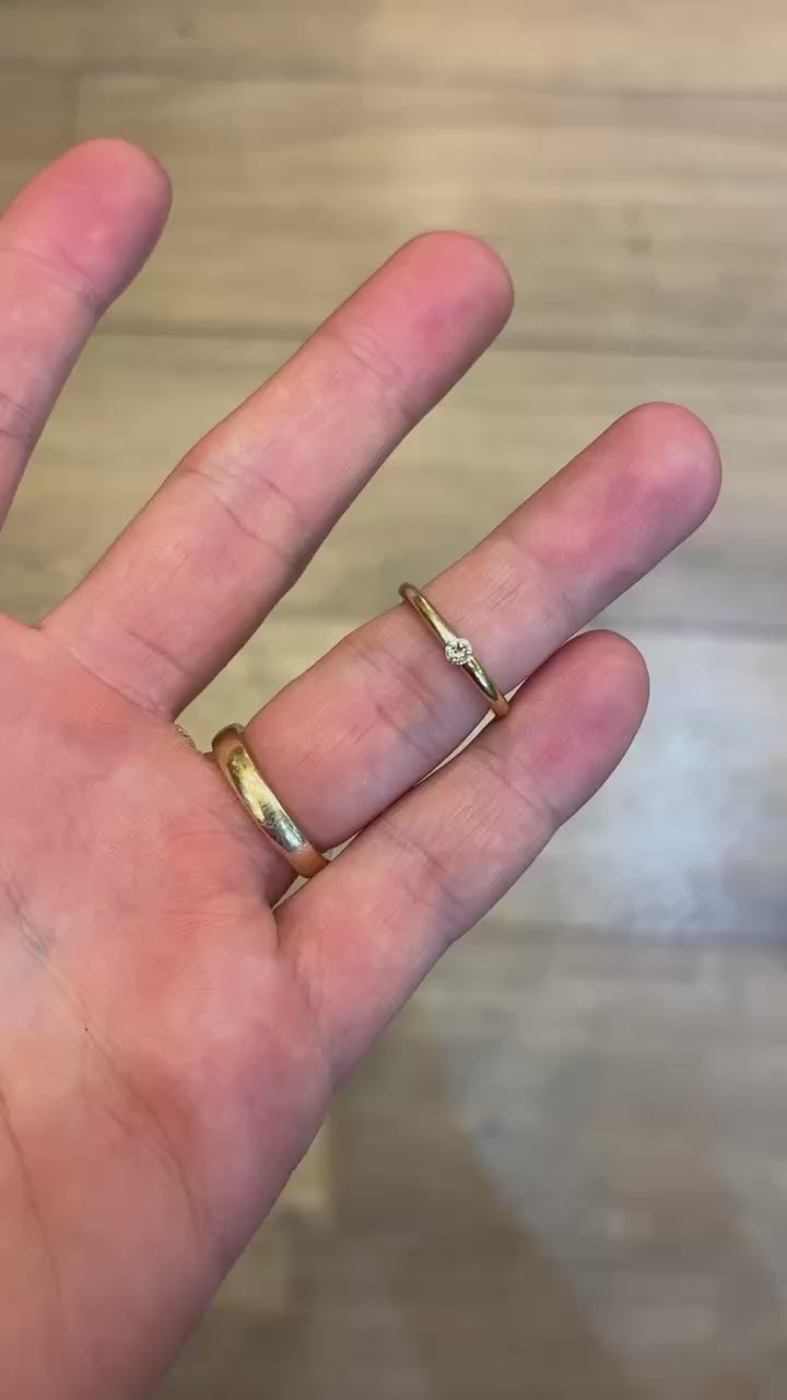 Round Wire 18ct Dual Tone Gold Diamond Solitaire Ring