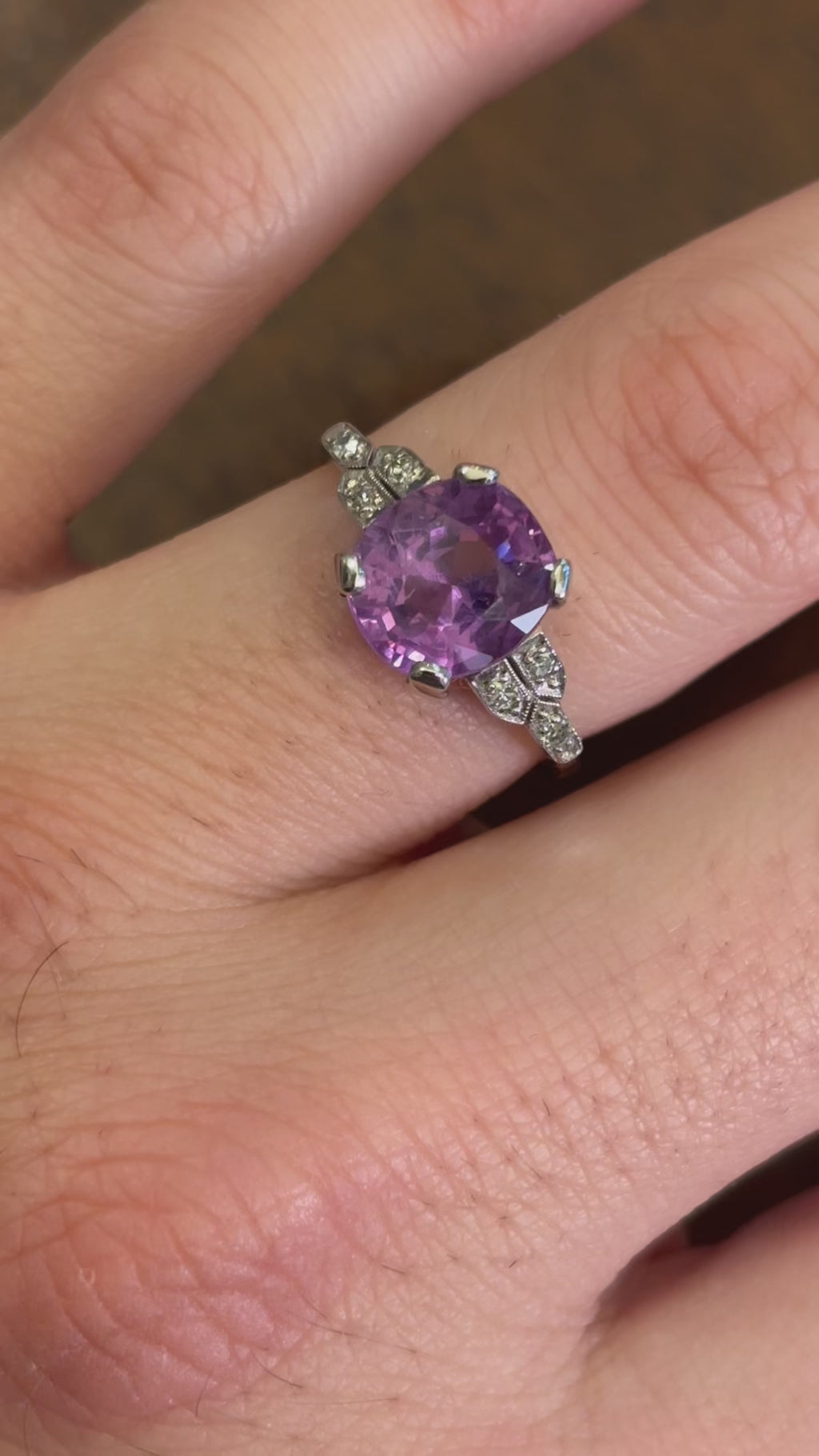 5ct Violet Sapphire & Diamond Art Deco Ring