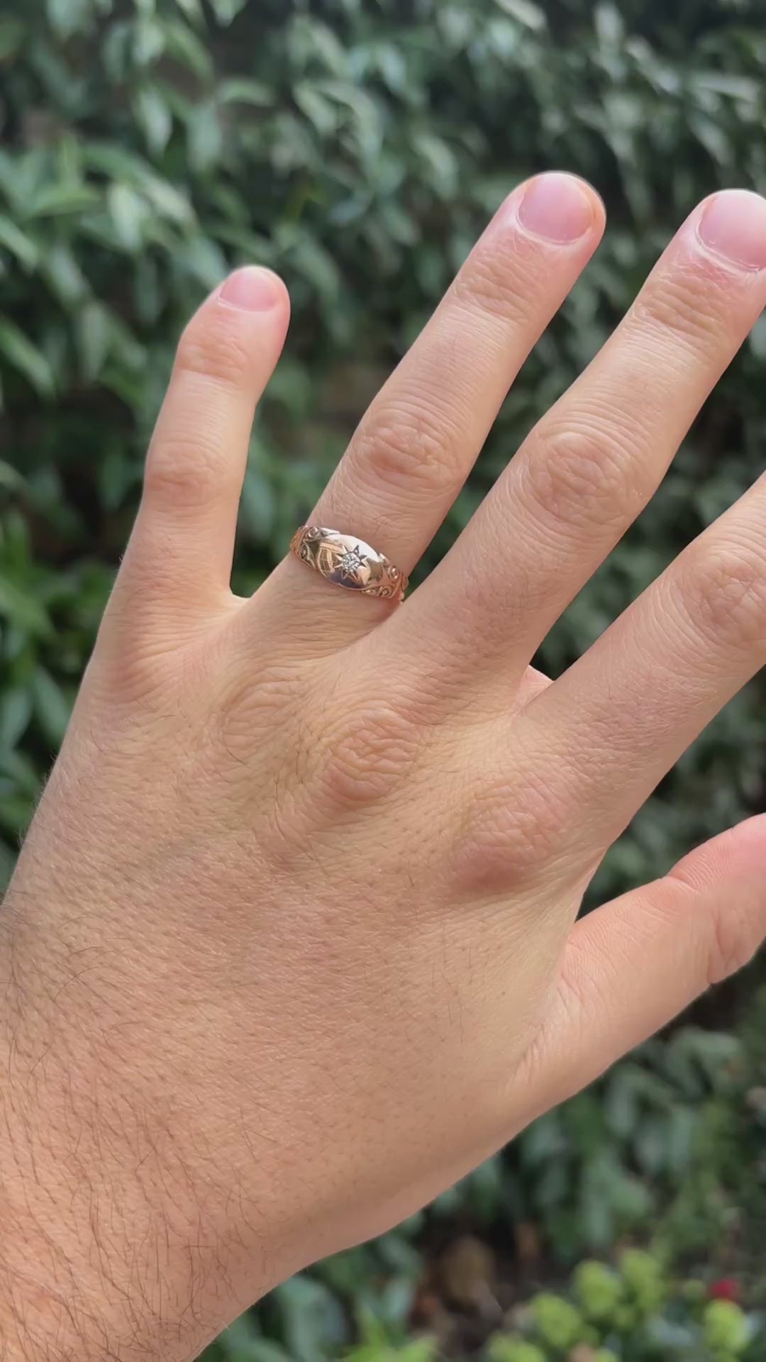 Antique 9ct Rose Gold Star-Set Diamond Ring