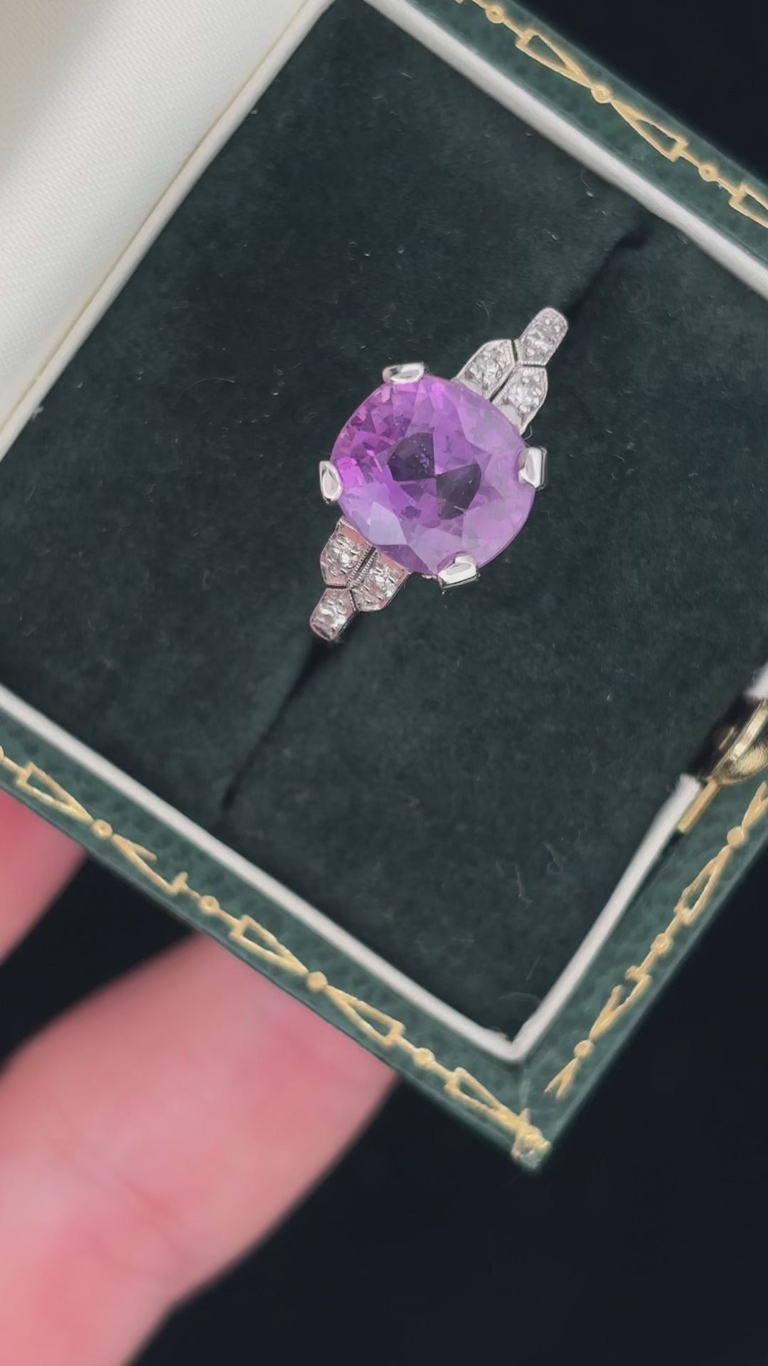 5ct Violet Sapphire & Diamond Art Deco Ring
