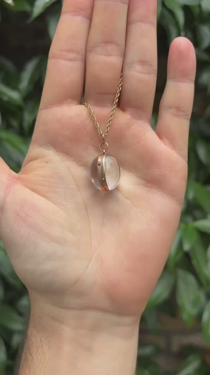 Victorian Antique Rock Crystal & Gold Orb Pendant