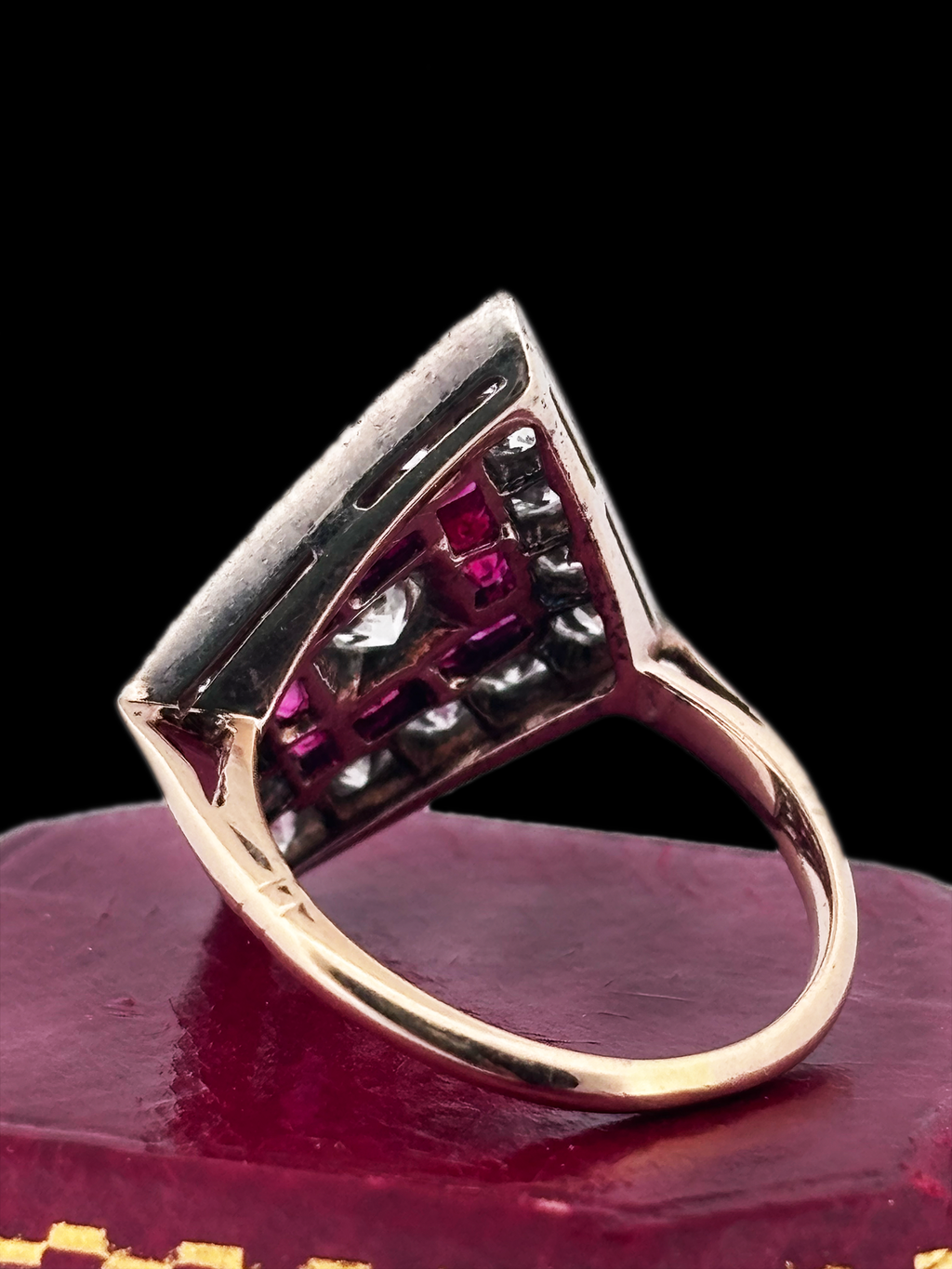 Kite Ruby and Diamond Cluster Ring