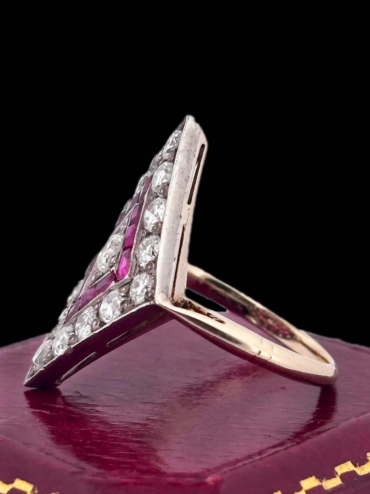 Kite Ruby and Diamond Cluster Ring