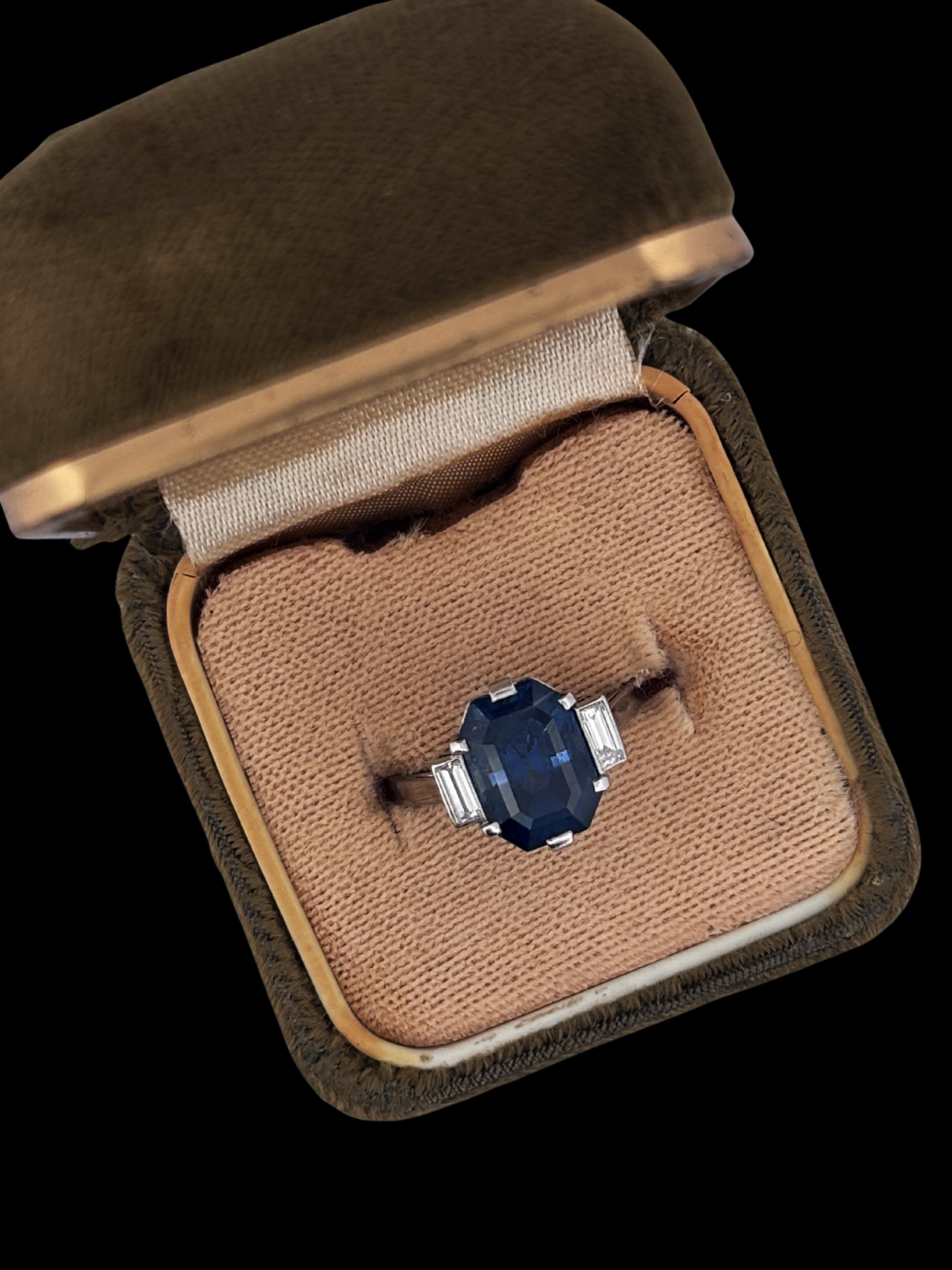 Vintage Trilogy 5ct Burmese Sapphire and Diamond Ring