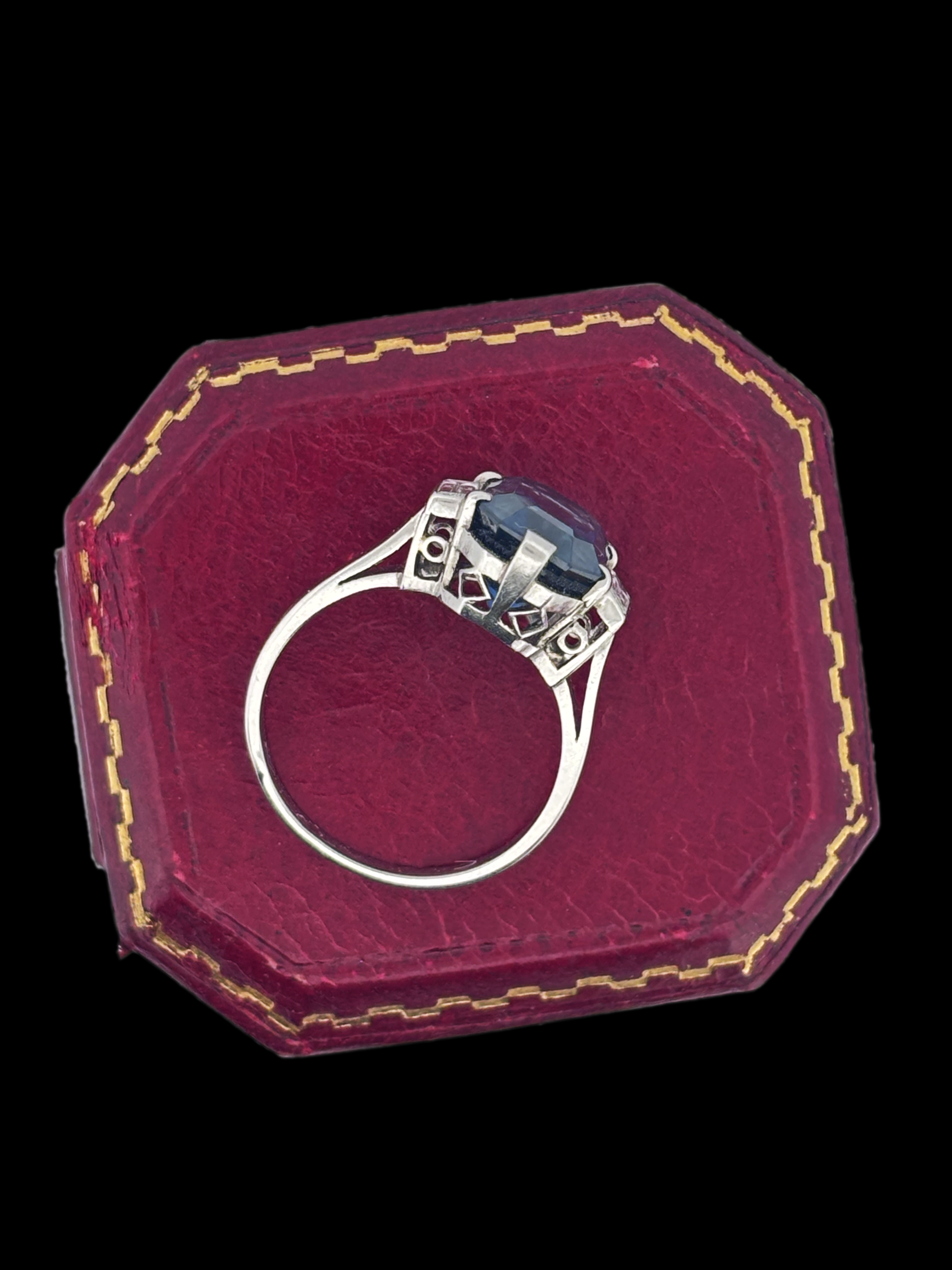 Vintage Trilogy 5ct Burmese Sapphire and Diamond Ring