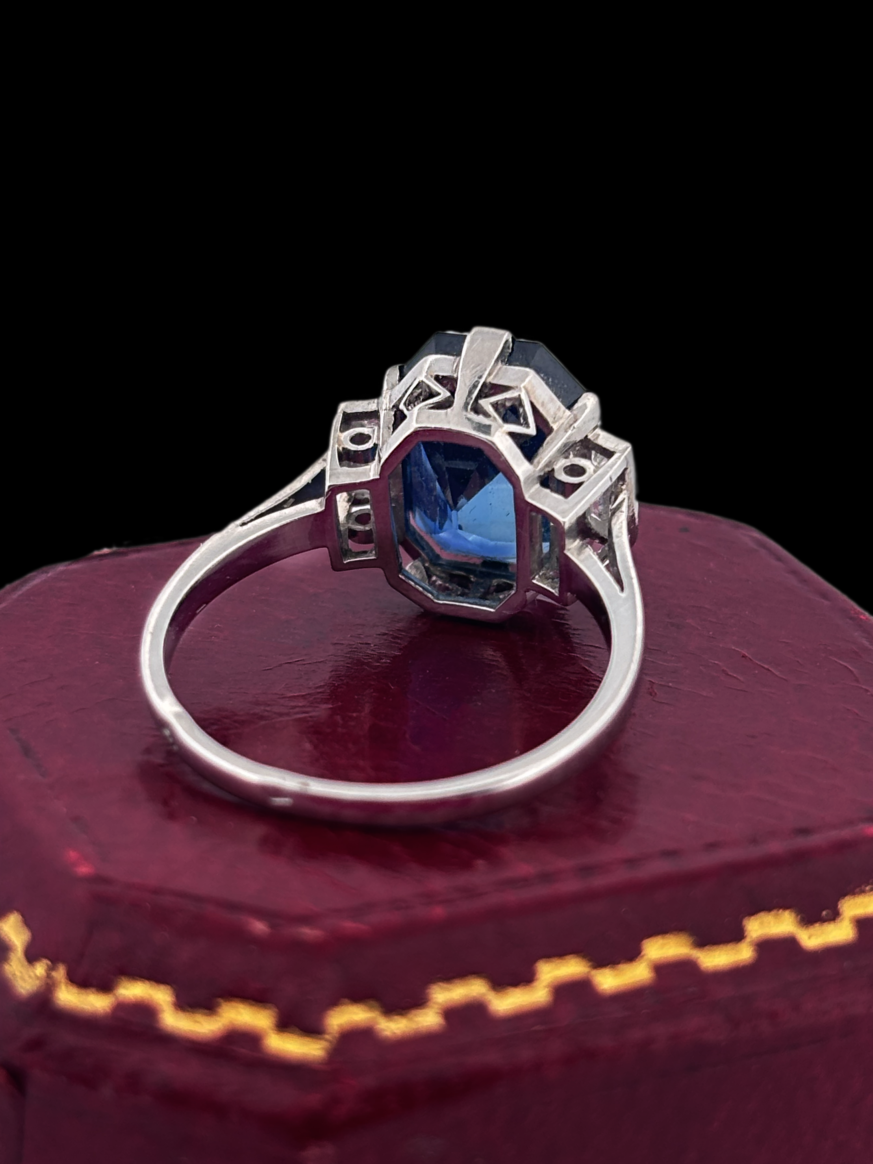 Vintage Trilogy 5ct Burmese Sapphire and Diamond Ring