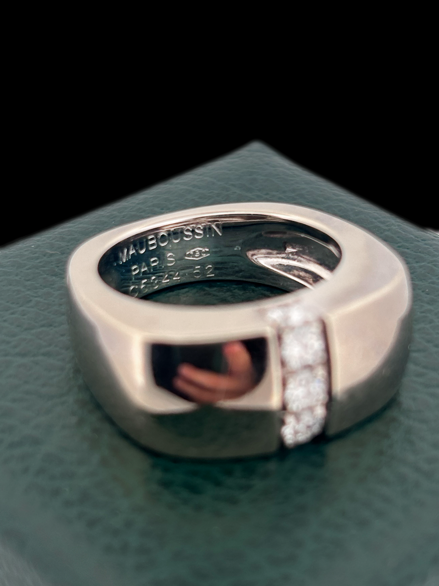 Mauboussin Chunky Vintage 18ct White Gold Diamond Band Ring